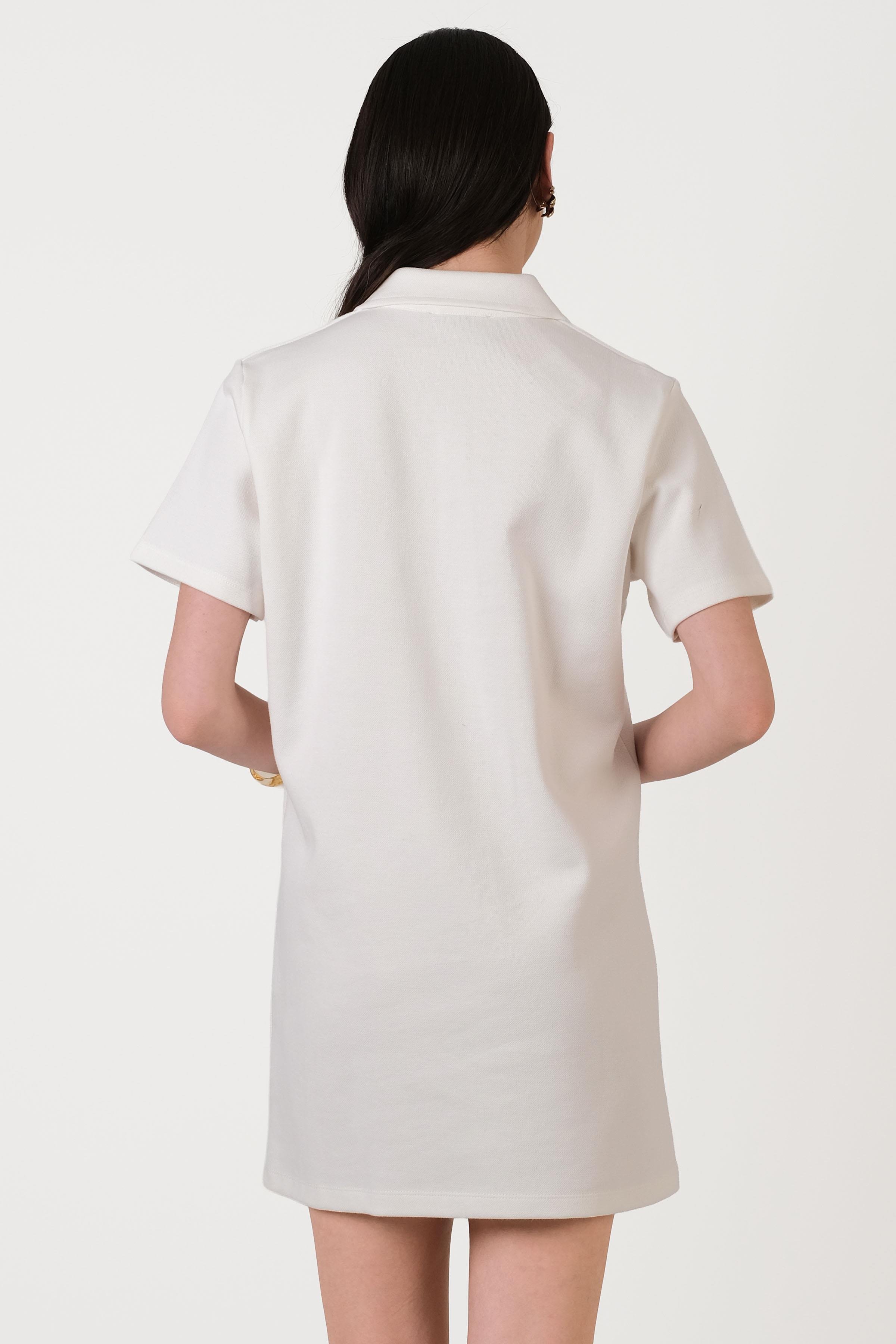 Eisenberg Polo Yaka Mini Elbise EKRU