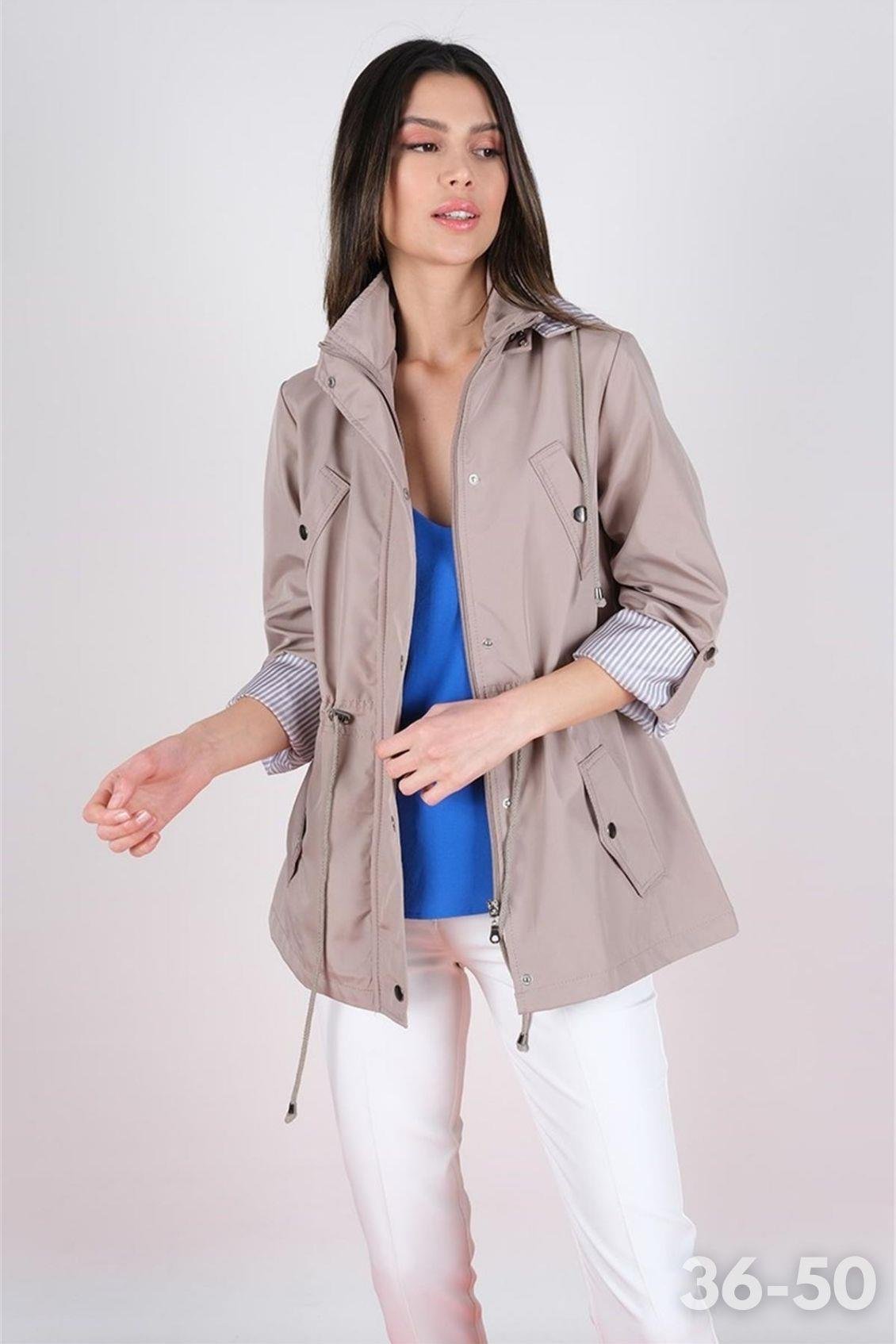 Goudot Kapüşonlu Mevsimlik Parka – Beli Büzgülü, Çıtçıt Detaylı TAŞ