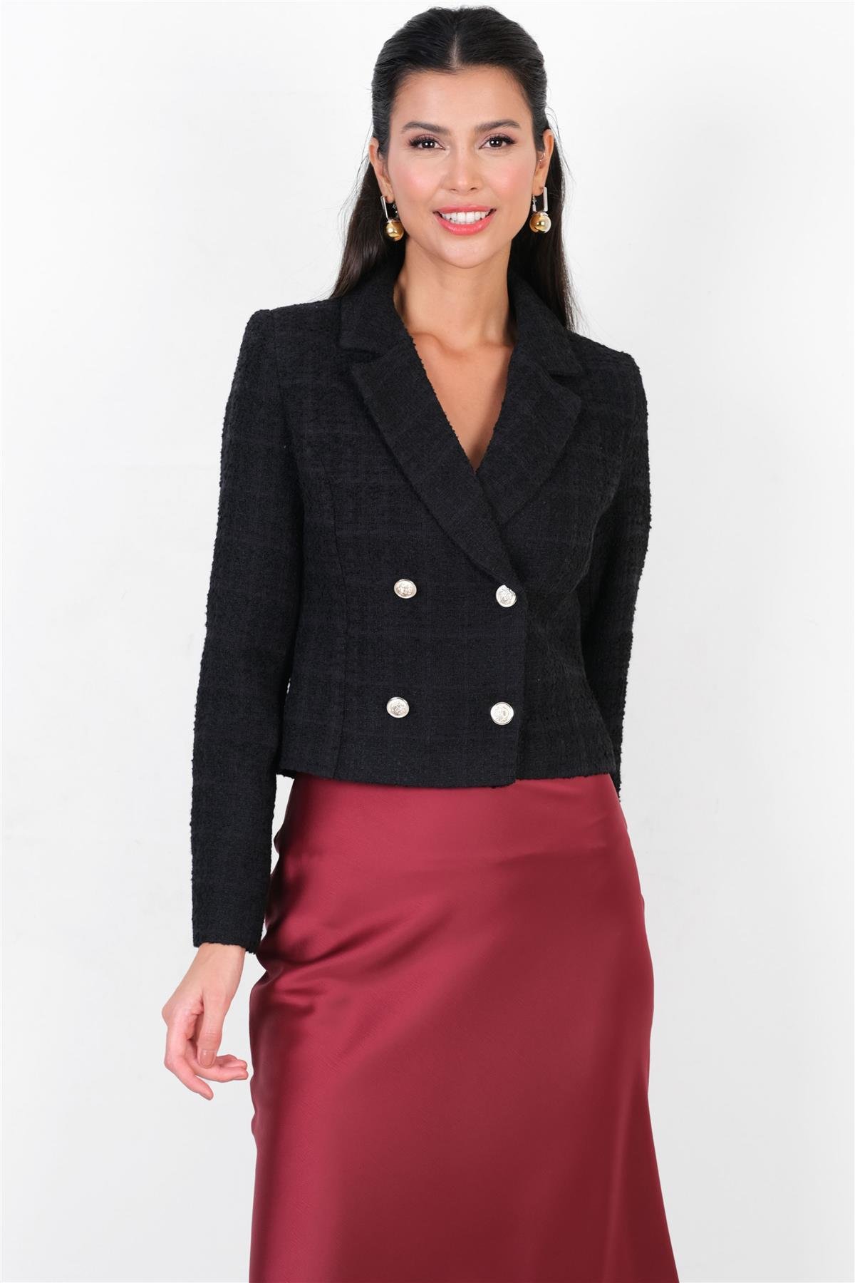 İsmeno Mono Yaka Blazer Kısa Ceket SİYAH