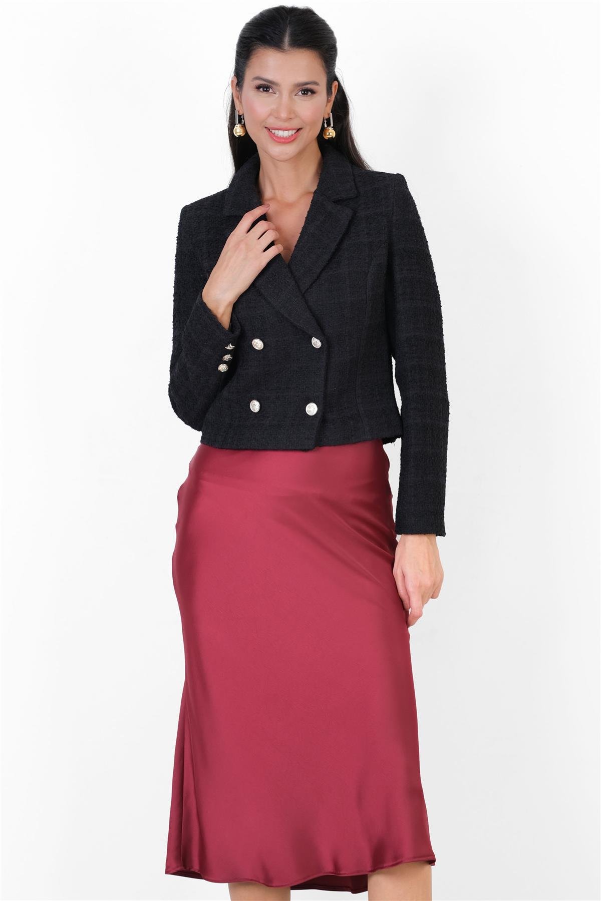 İsmeno Mono Yaka Blazer Kısa Ceket SİYAH