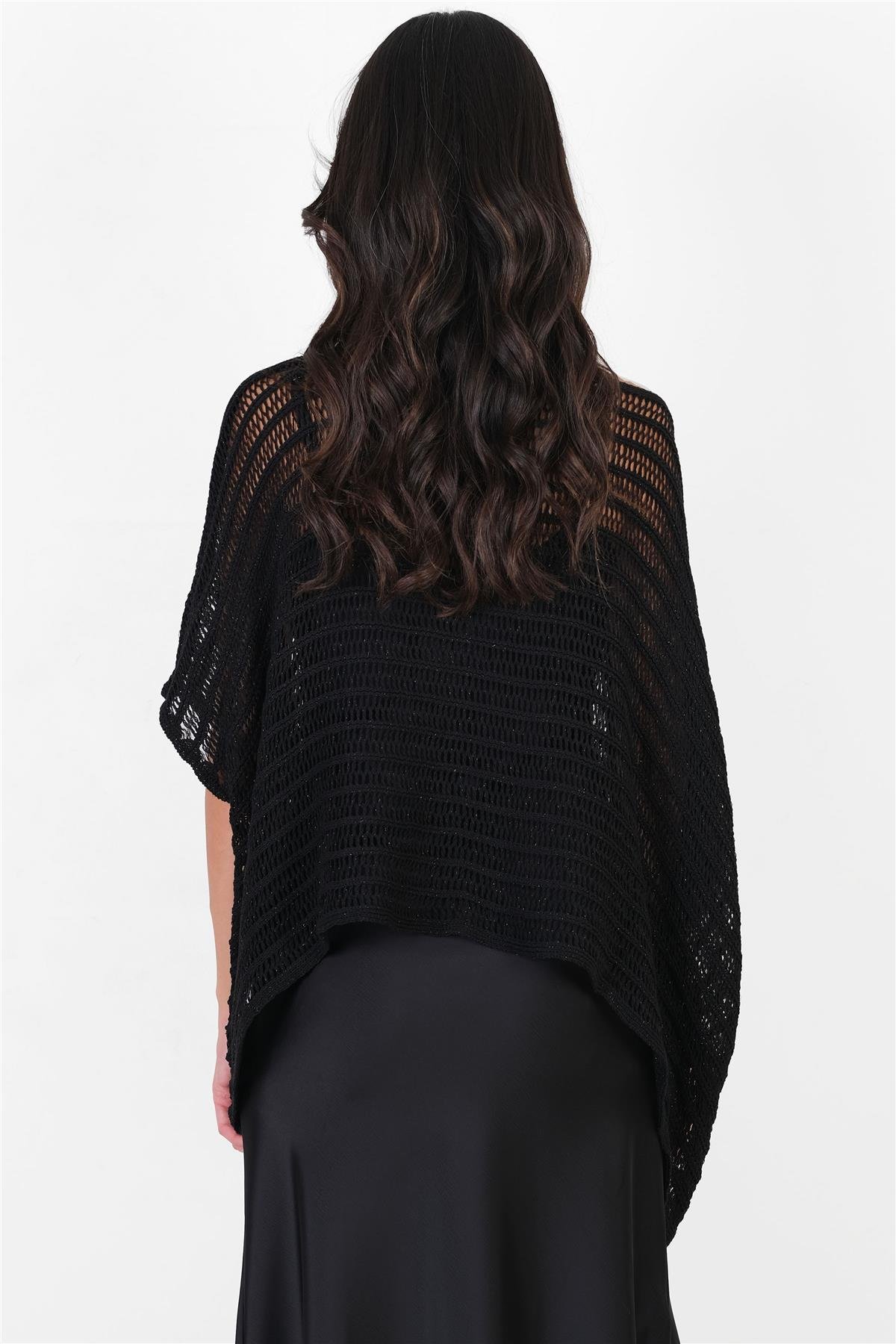 Perapo Kayık Yaka Delikli Salaş Triko SİYAH