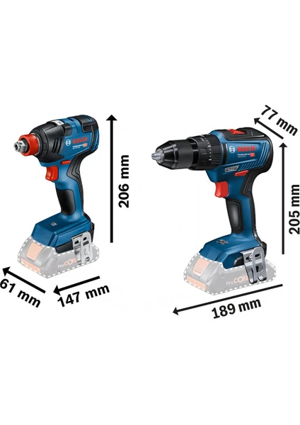 Bosch Professional Seti: GSR 18V-50 Akülü Vidalama - GDX 18V-200 Akülü Darbeli Somun Sıkma