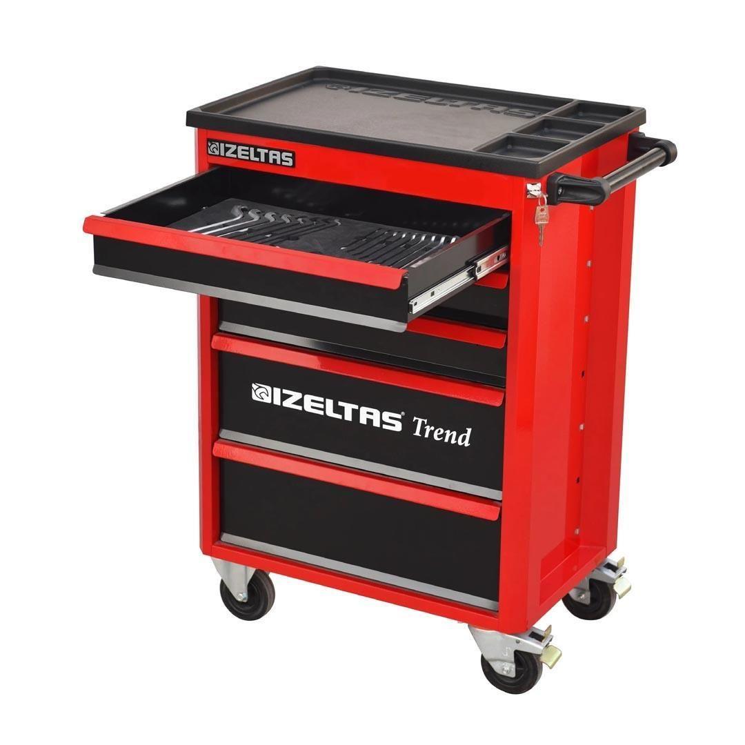 İzeltaş Trend Serisi Takım Dolabı Kırmızı Dolu 93 Parça (5 Çekmeceli) - 8244 00 5096