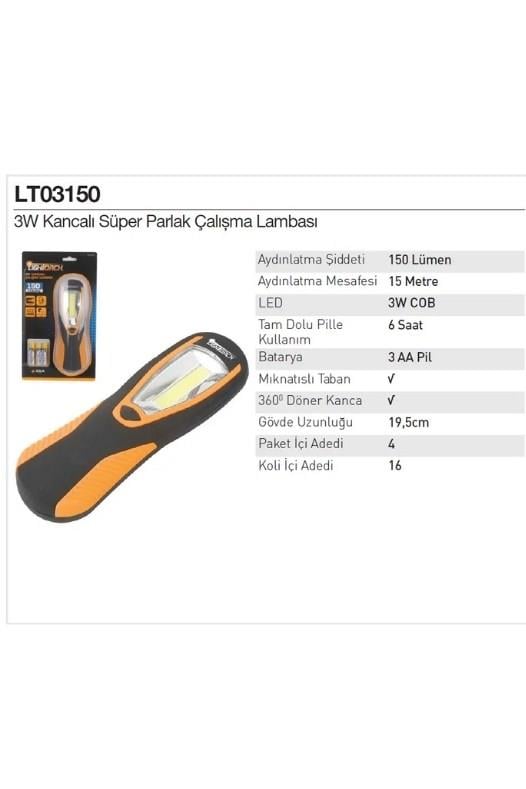 LIGHTORCH Kancalı Süper Parlak Çalışma Lambası 3W