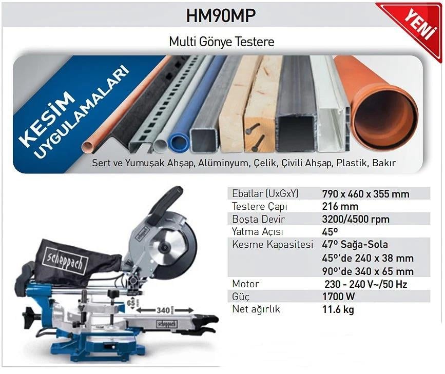 Scheppach SCHEPHM90MP GÖNYE TESTERE MAKİNASI