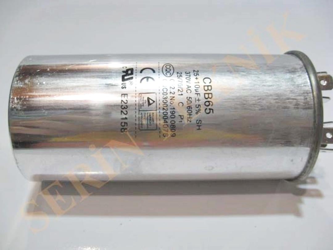 25+10 Mikrofarad 370V AC Klima Kondansatörü Kapasitör