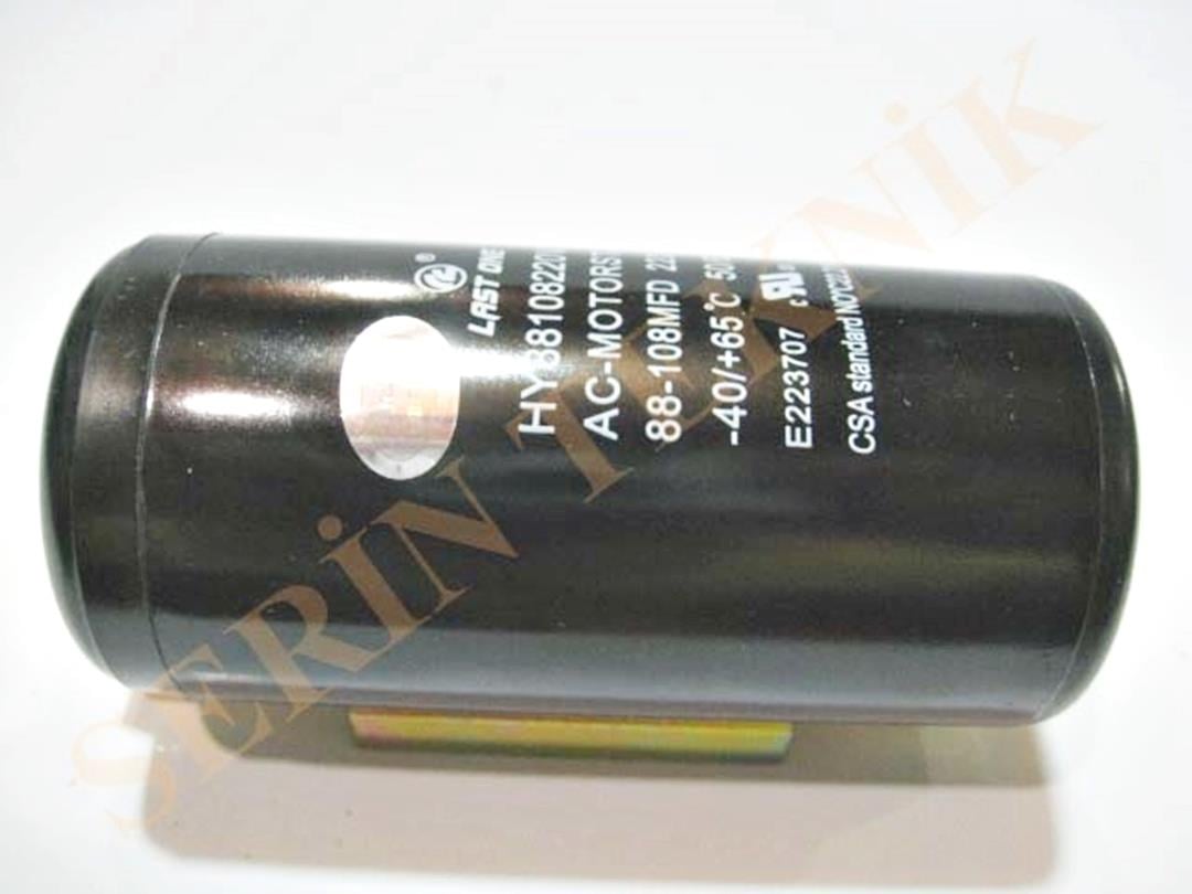 88-108 uF Mikrofarad 220V AC Start Kondansatörü Kapasitör Kapak ve Kelepçeli