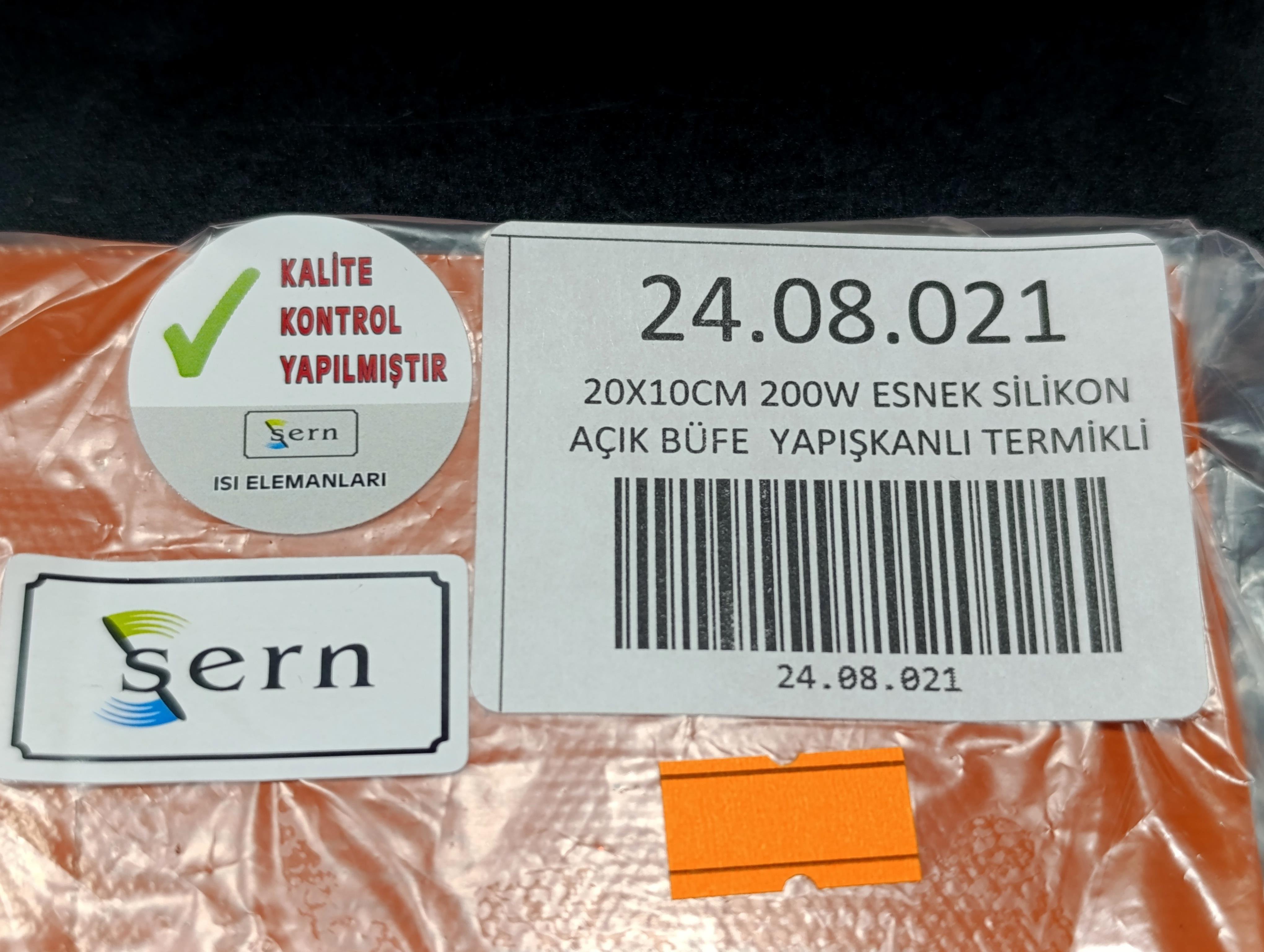 Sern Esnek Silikon Açık Büfe 20x10cm Yapışkanlı Termikli Isıtıcı Rezistans 200W R1083