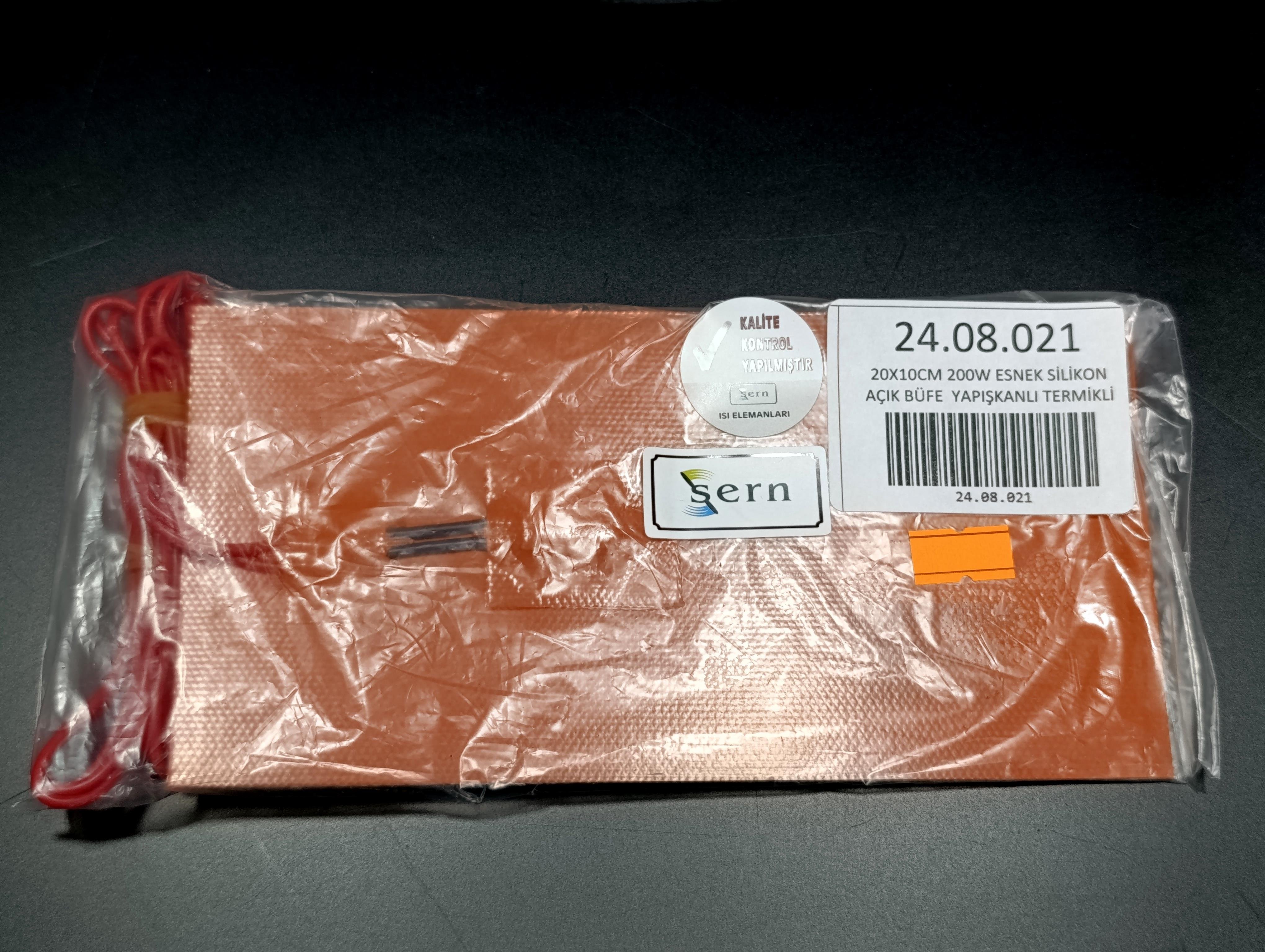 Sern Esnek Silikon Açık Büfe 20x10cm Yapışkanlı Termikli Isıtıcı Rezistans 200W R1083