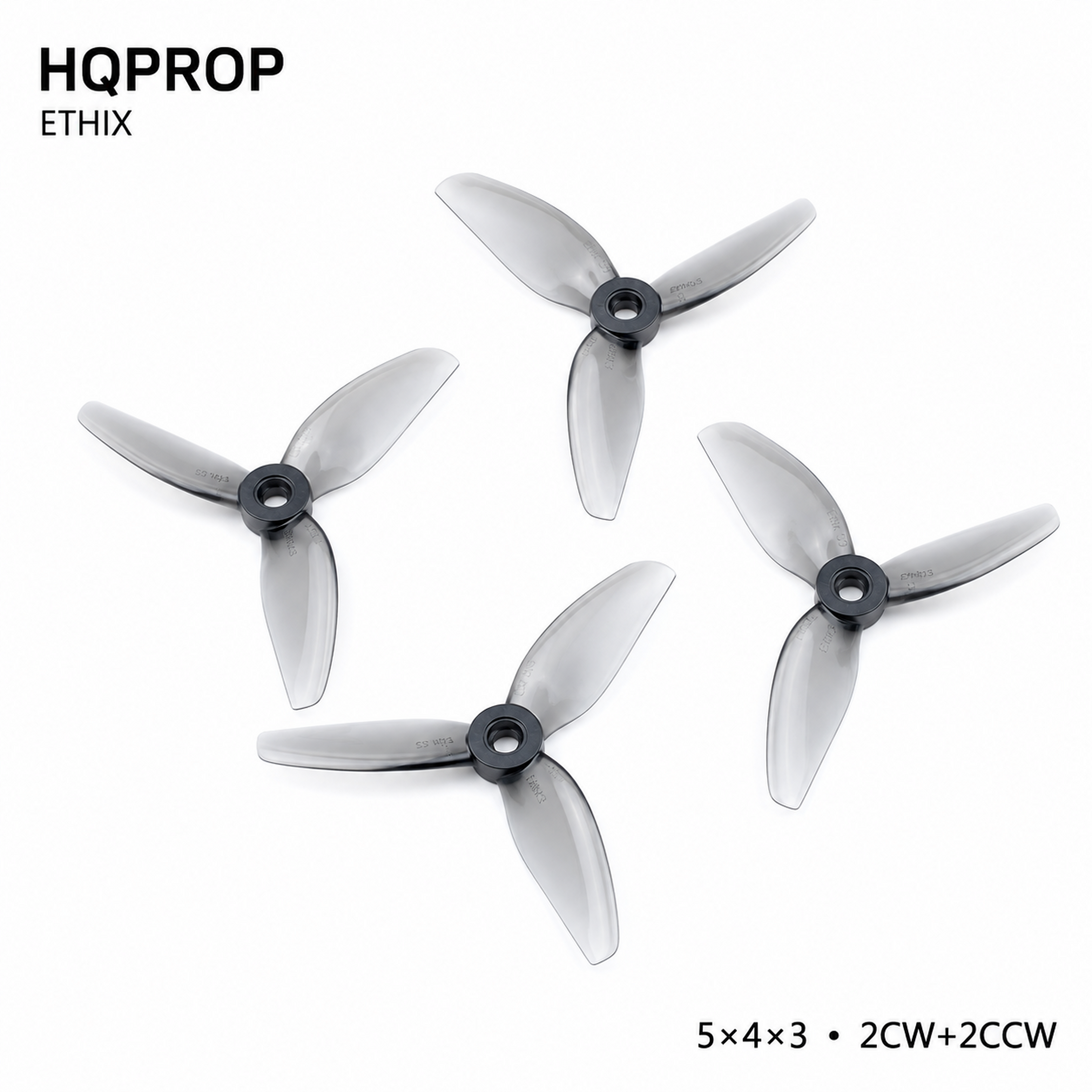 HQPropHQProp Ethix S5 Light Grey 5×4 İnç Üç Kanatlı Pervane Seti (2CW+2CCW)