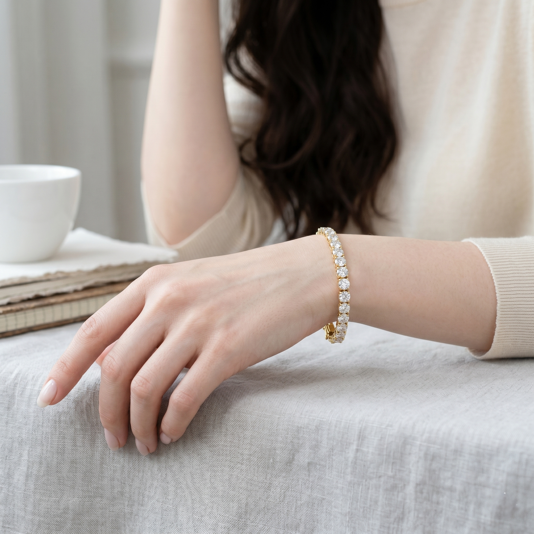 TEL TIRNAK SU YOLU BİLEKLİK 3.50 KARAT (LABGROWN) SARI