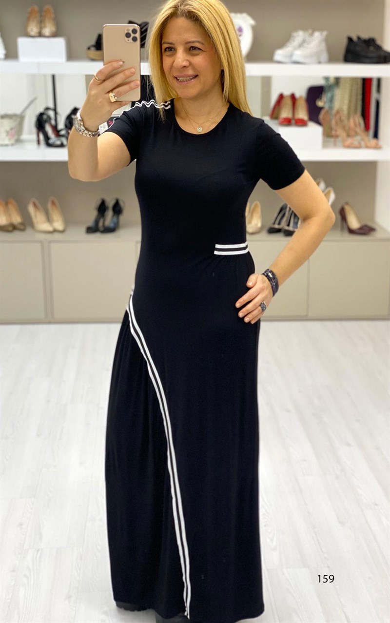 Basic Yaka Şeritli Elbise