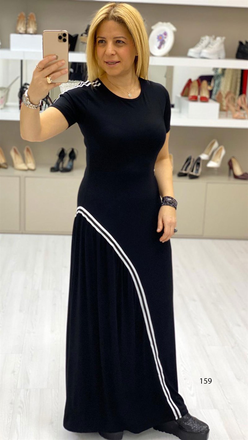 Basic Yaka Şeritli Elbise