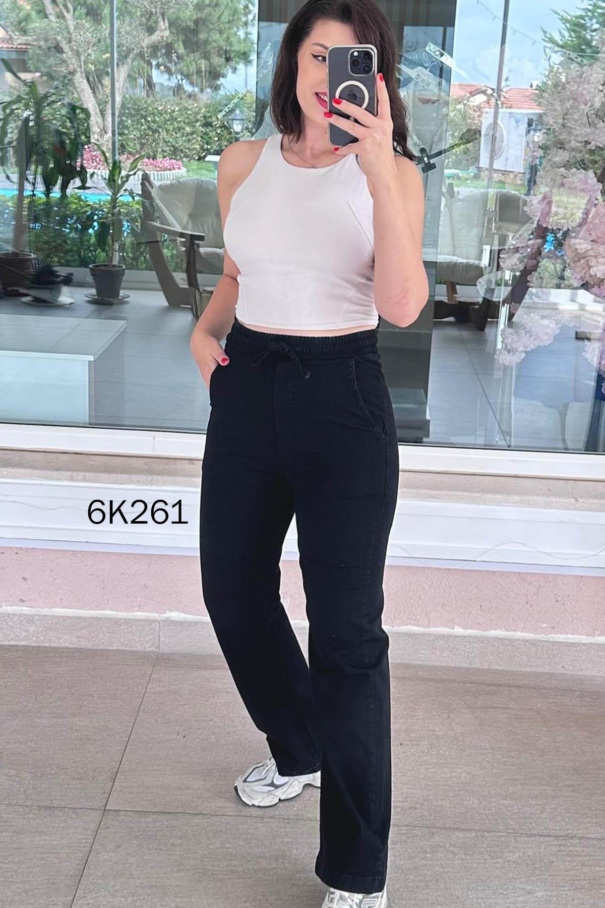 Beli Lastikli Likralı Kot Pantolon