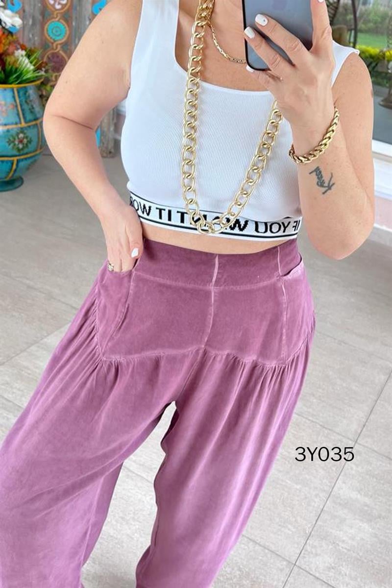 Beli Lastikli Salaş Harem Pantolon