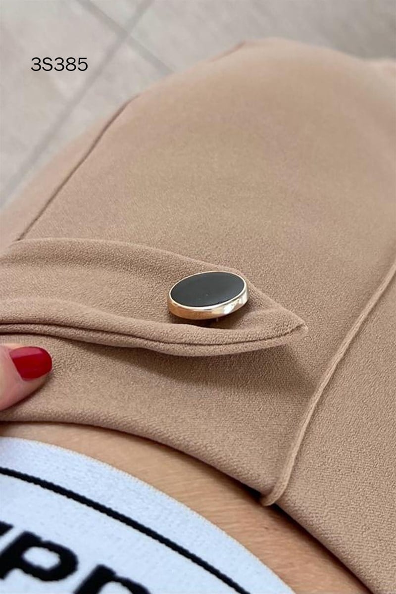 Beli Lastikli Yandan Fermuarlı Krep Pantolon