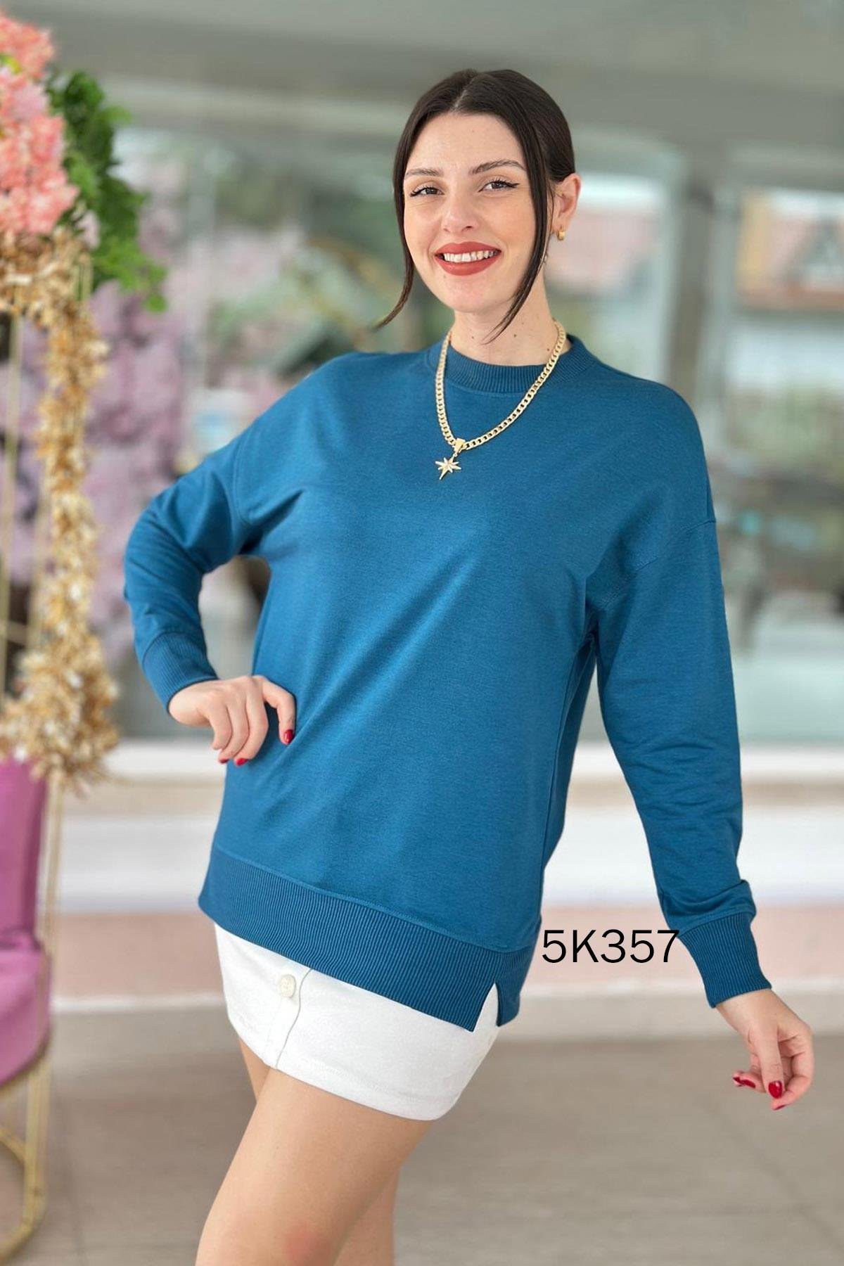 Bisiklet Yaka 2 İplik  Sweatshirt