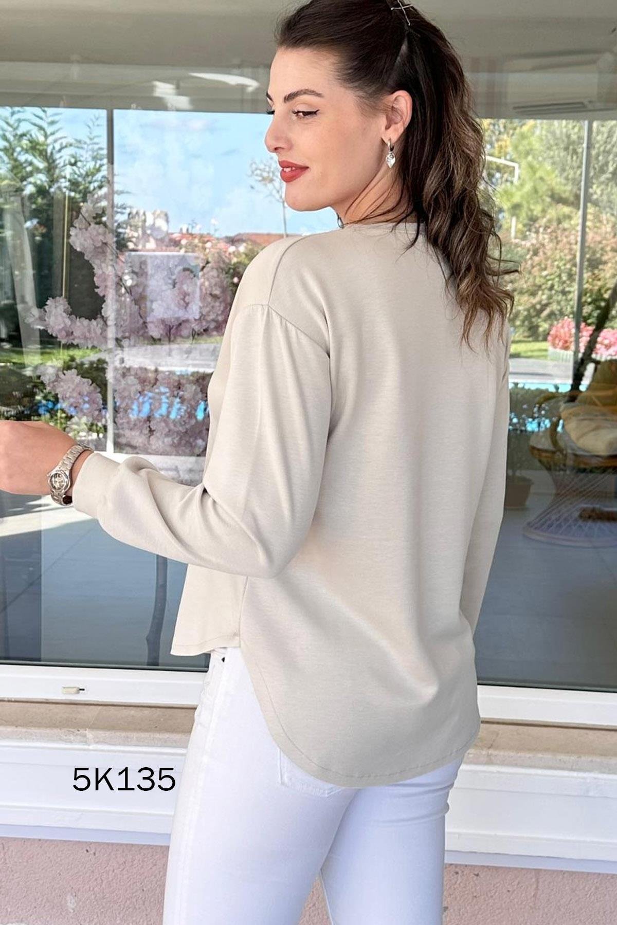 Bisiklet Yaka Modal Kumaş Sweatshirt