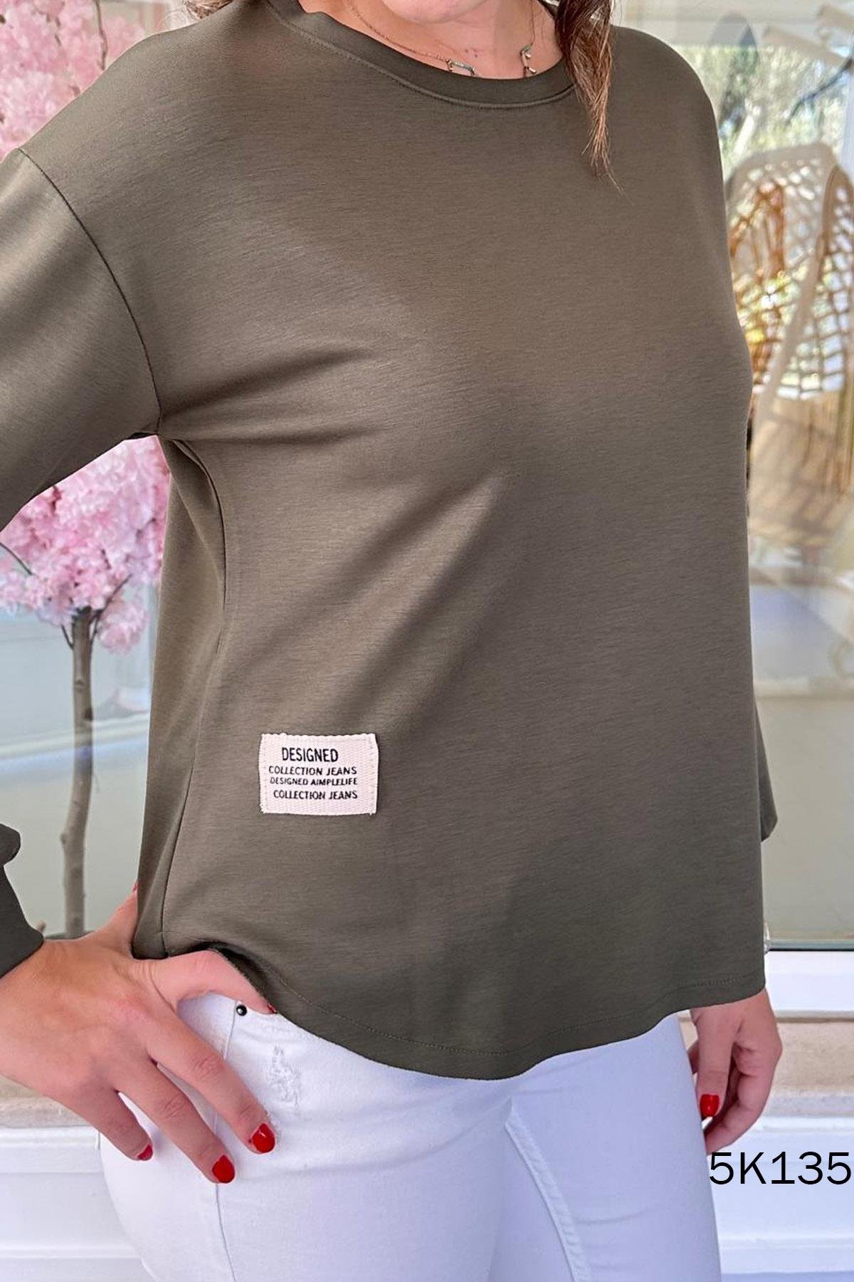 Bisiklet Yaka Modal Kumaş Sweatshirt