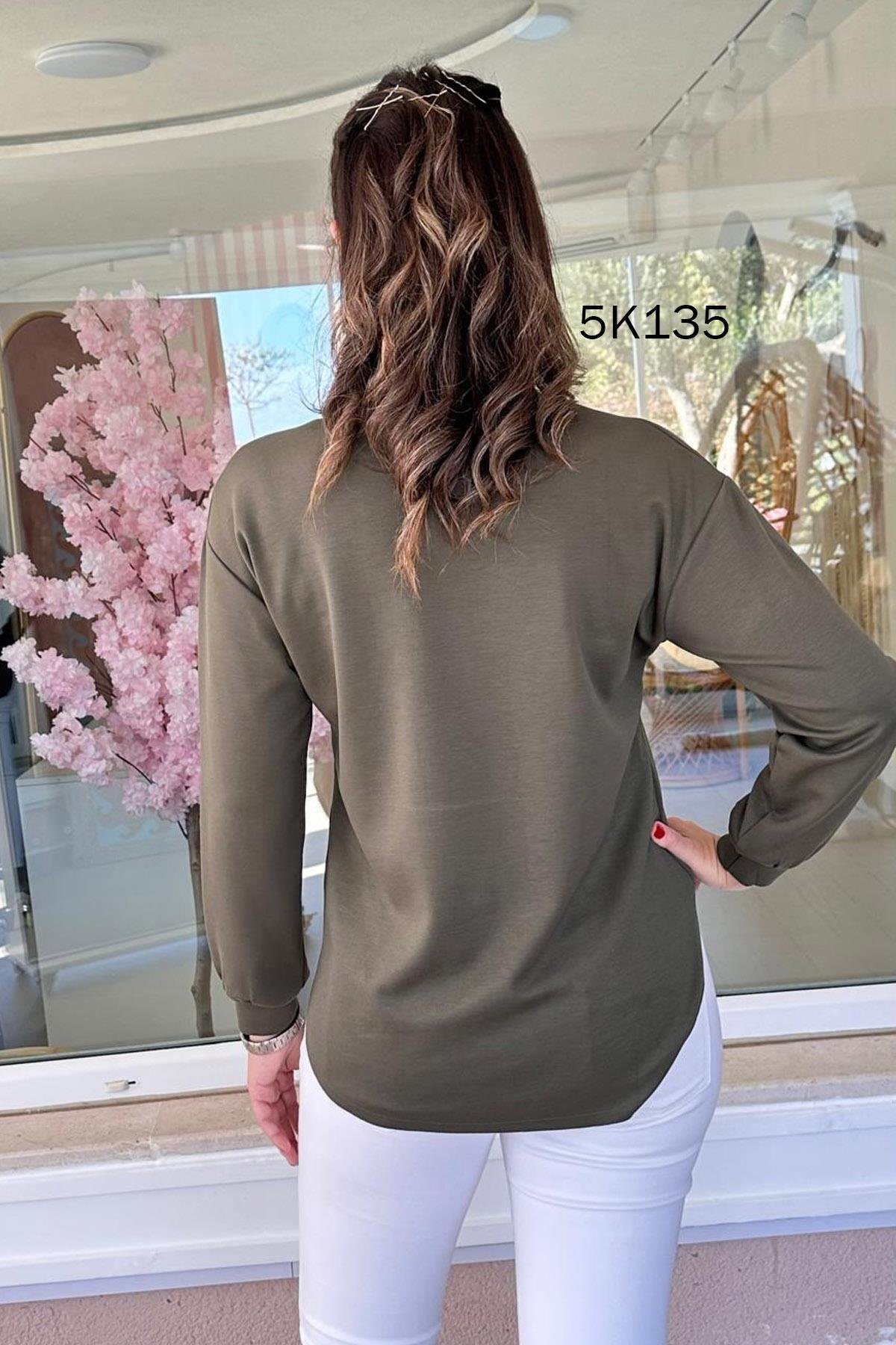 Bisiklet Yaka Modal Kumaş Sweatshirt