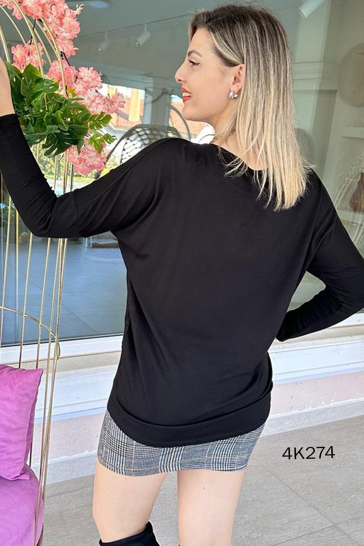 Bisiklet Yaka Yumoş Bluz