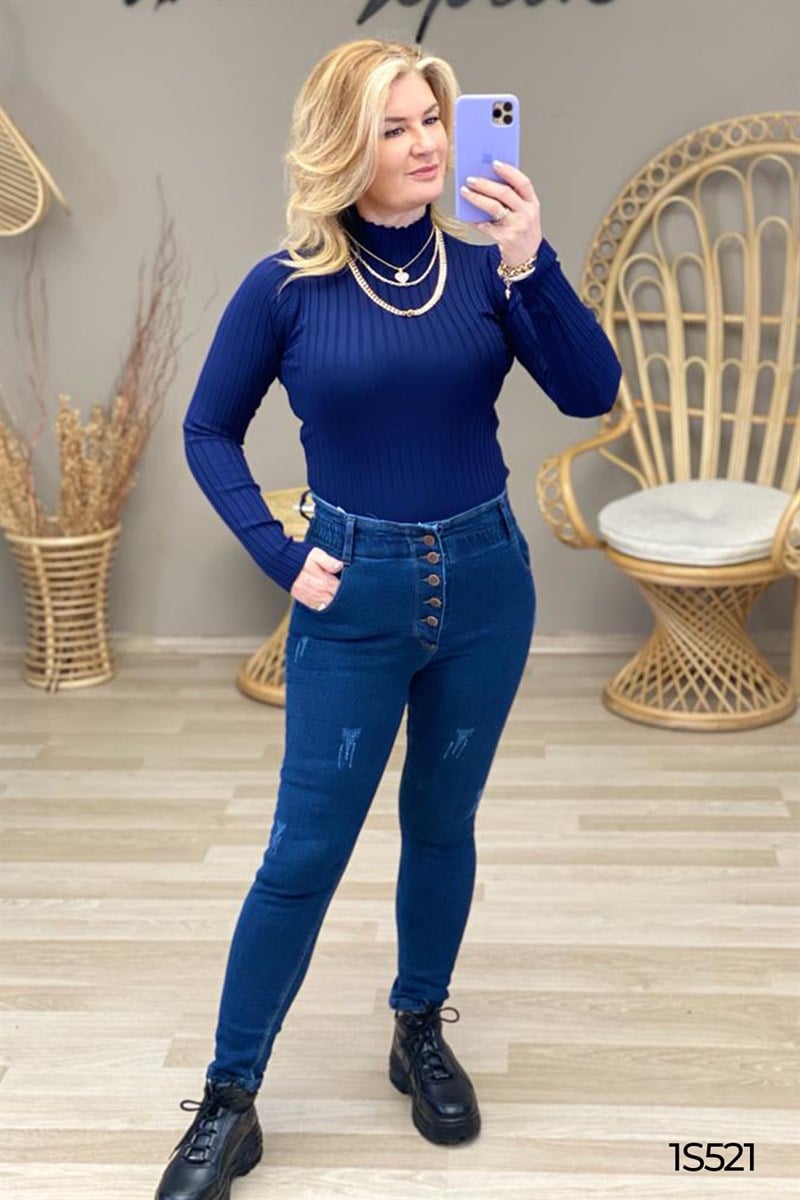 Boyfriend  Beli Lastikli  Likralı  Kot Pantolon
