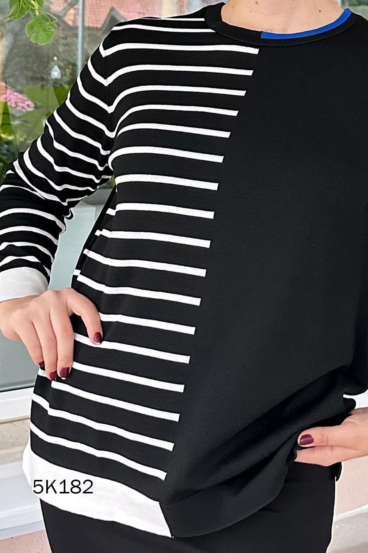 Çizgili Triko Bluz