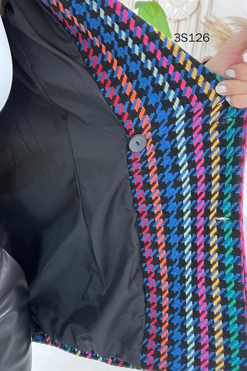 Deri Garnili Blazer Ceket