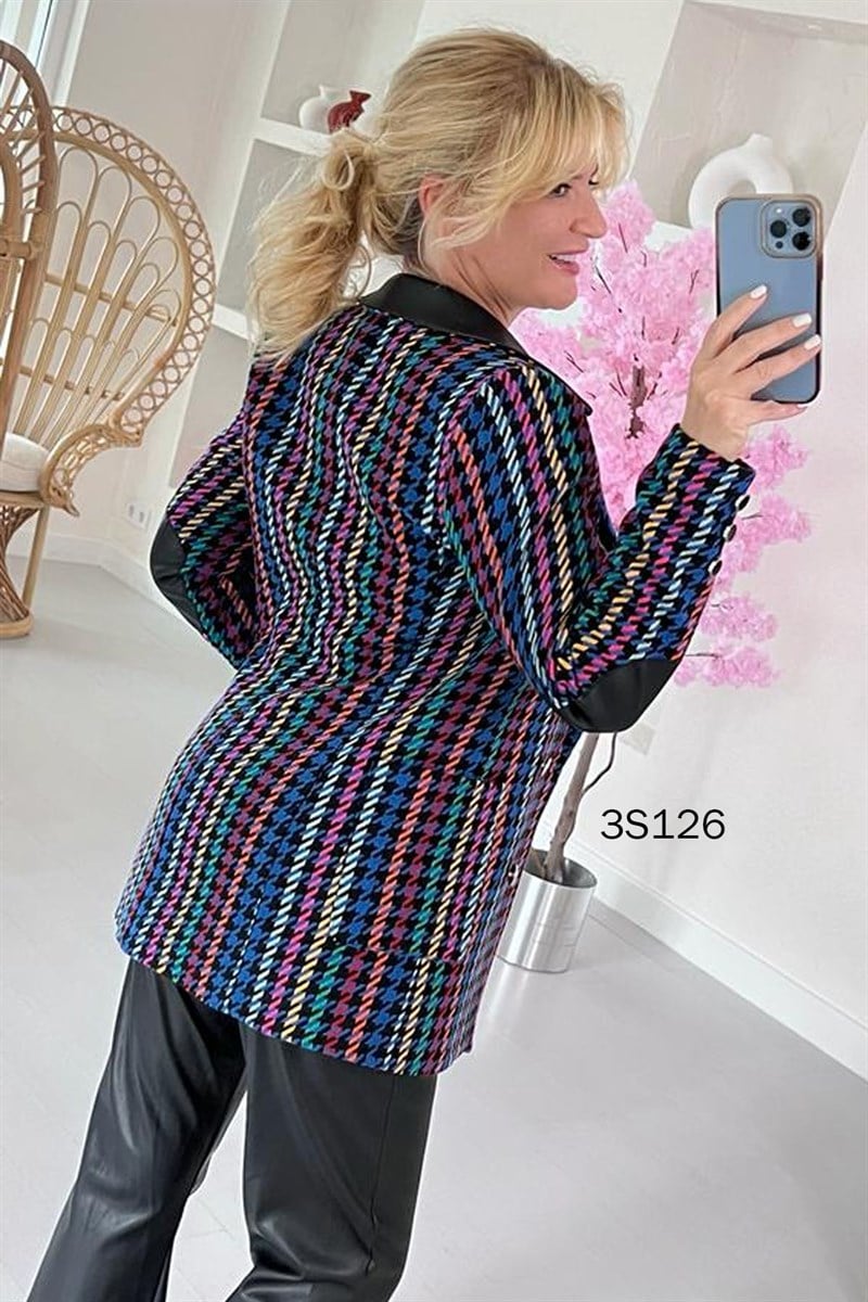 Deri Garnili Blazer Ceket