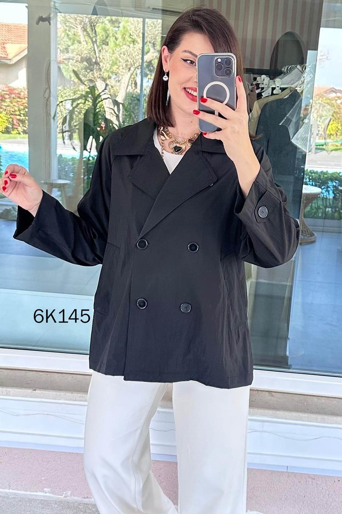 Düğmeli Kısa Trençkot