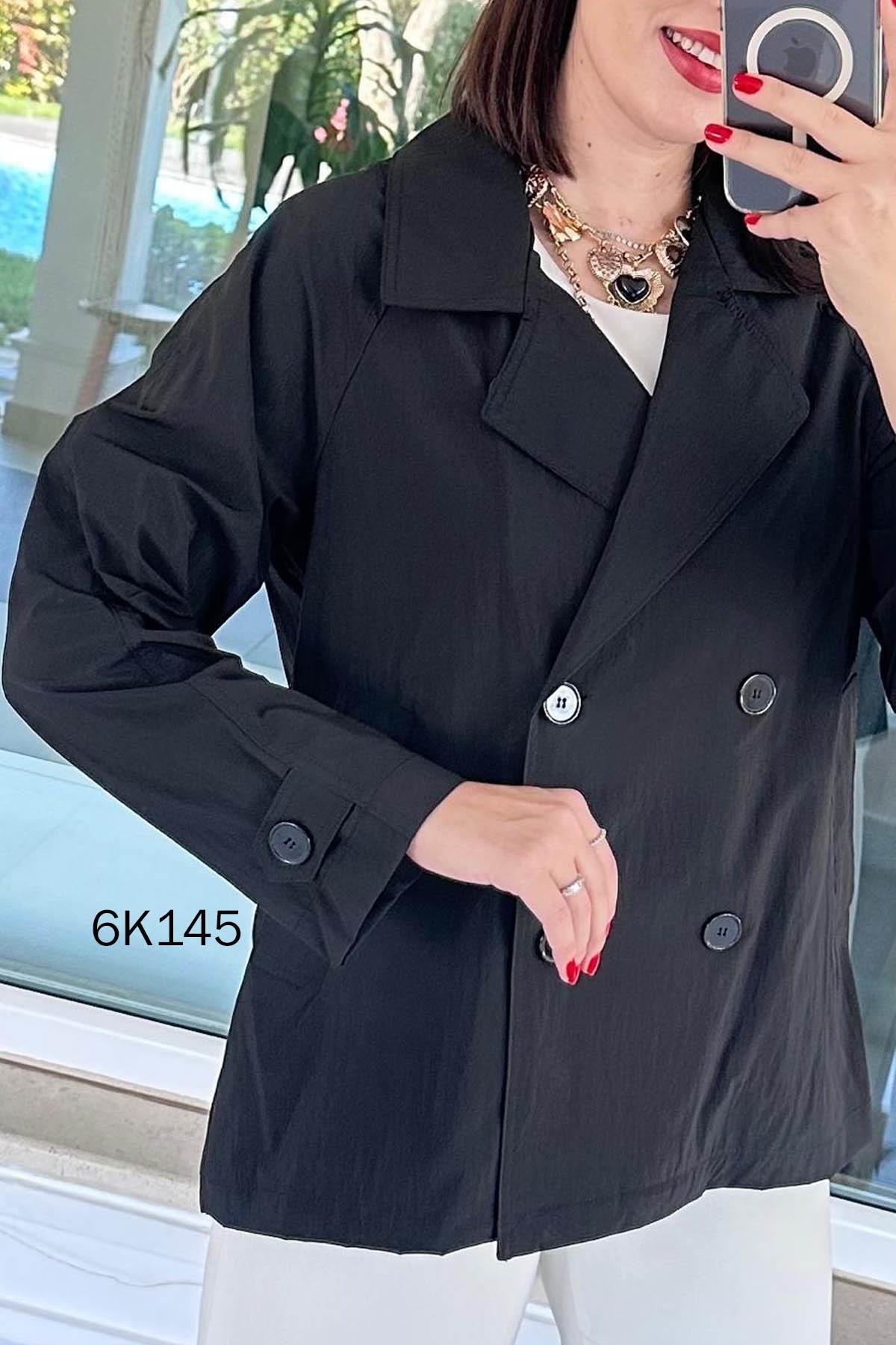 Düğmeli Kısa Trençkot