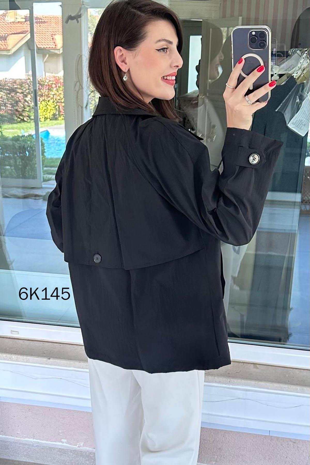 Düğmeli Kısa Trençkot