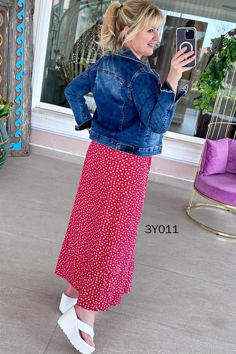 Eteği Fırfırlı Önden Düğme Detay Etek