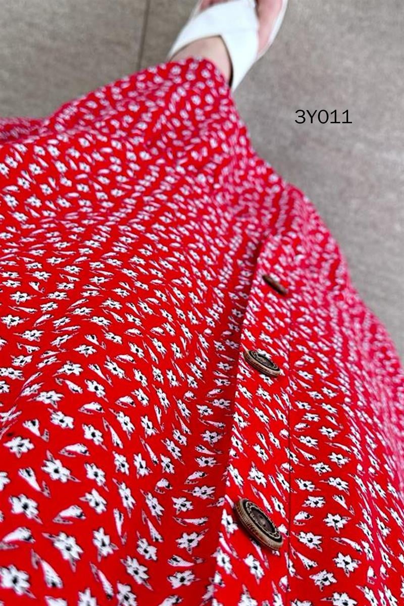 Eteği Fırfırlı Önden Düğme Detay Etek