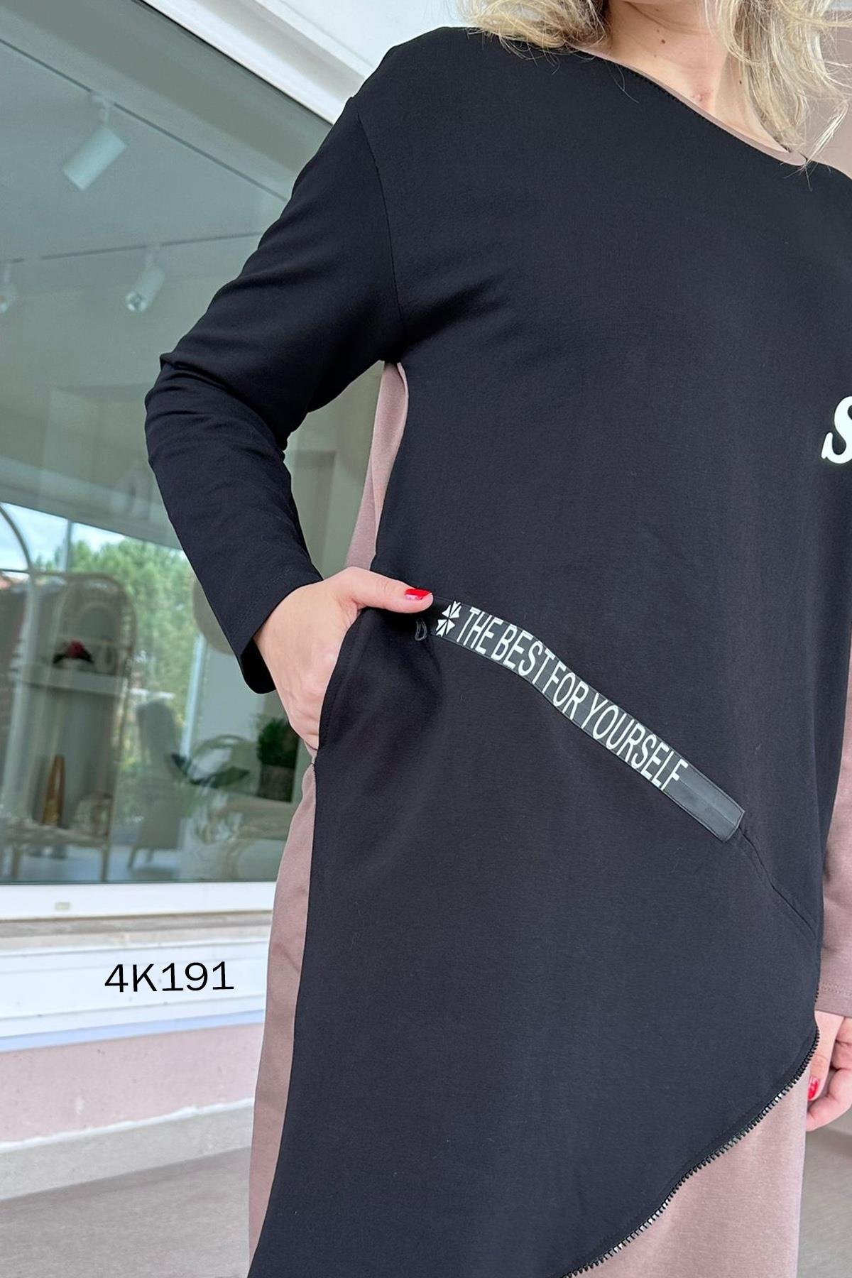 Fermuar Detay 2 İplik Sweat Elbise