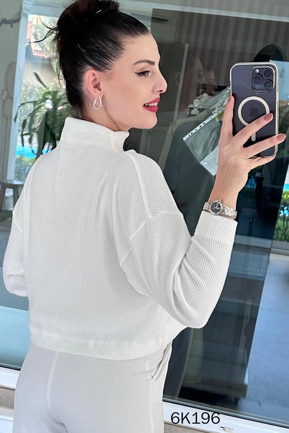 Fitilli Yumoş Yarasa Kol Bluz