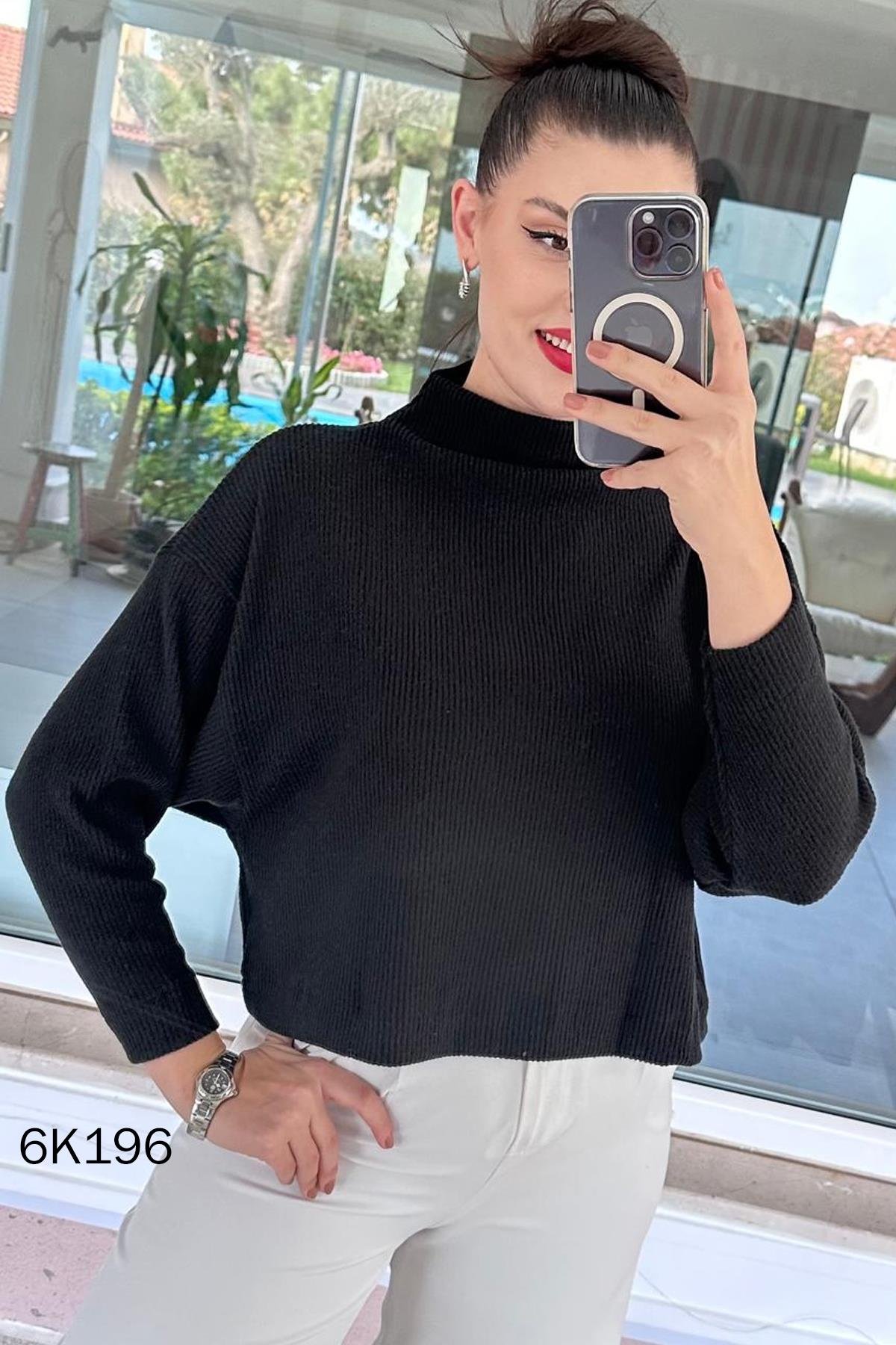 Fitilli Yumoş Yarasa Kol Bluz