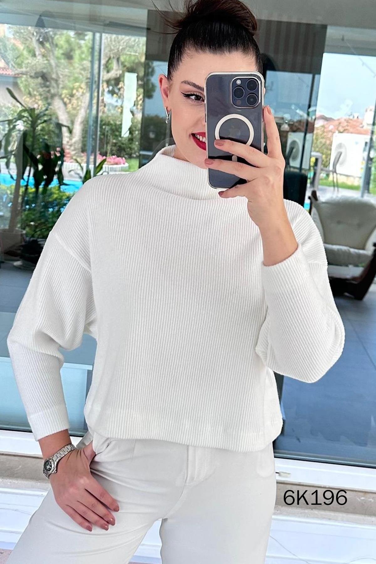 Fitilli Yumoş Yarasa Kol Bluz