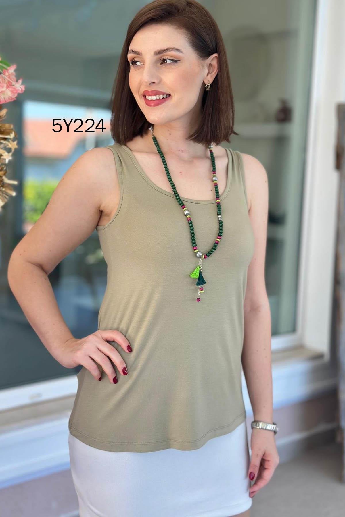 Göbek Gizleyen İpeksi Viskon Atlet