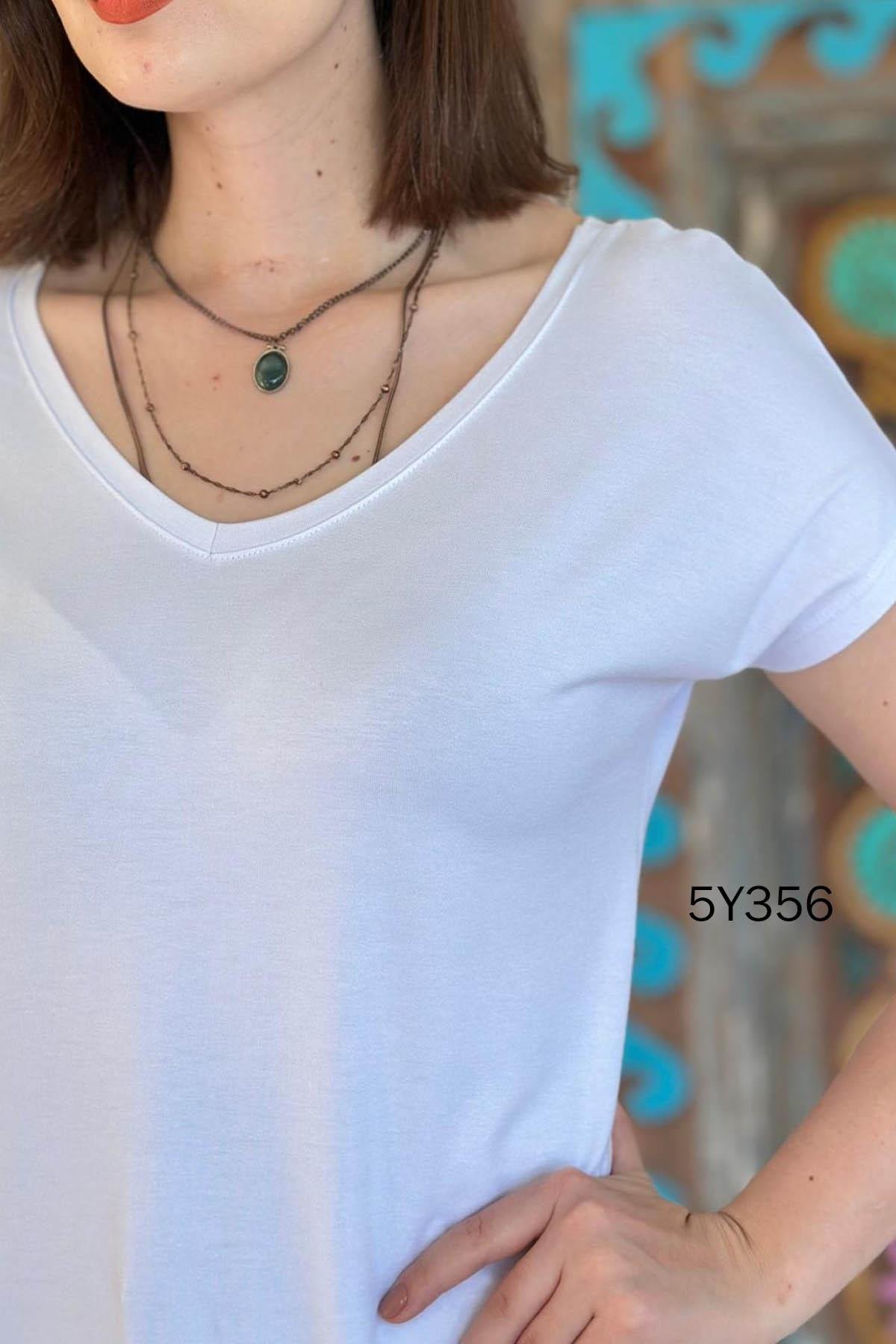 Göbek Gizleyen İpeksi Viskon Tshirt