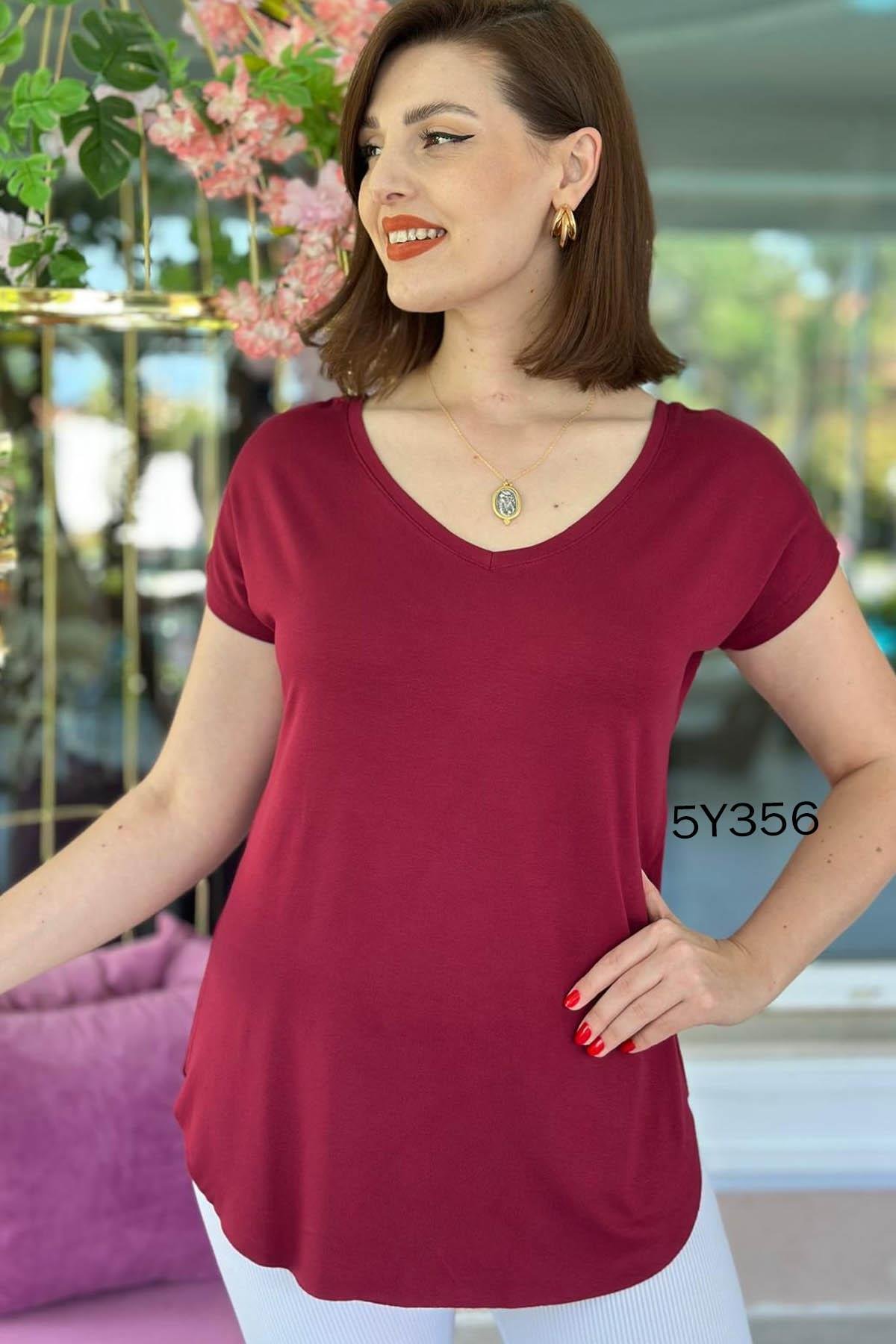 Göbek Gizleyen İpeksi Viskon Tshirt