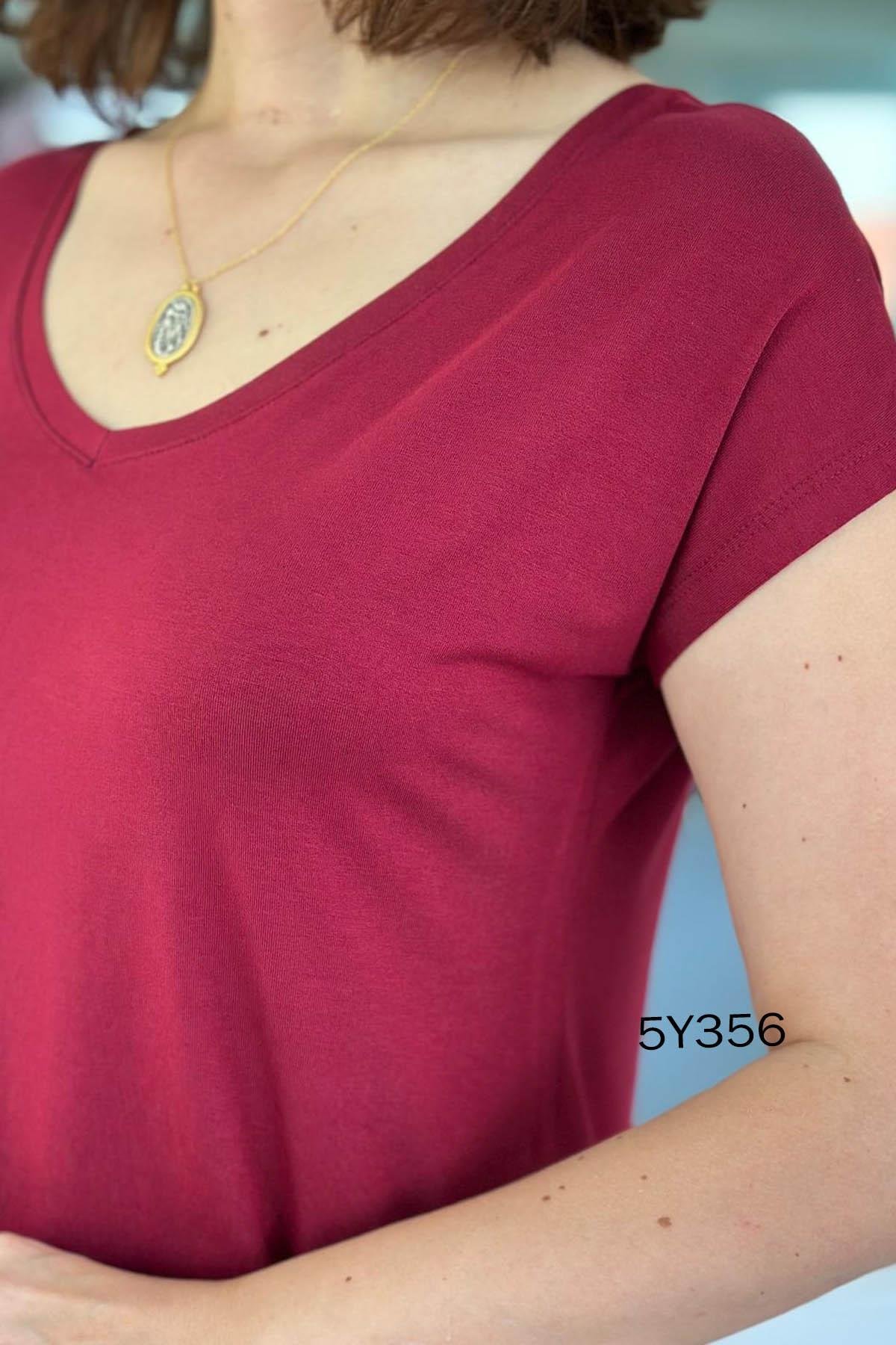 Göbek Gizleyen İpeksi Viskon Tshirt