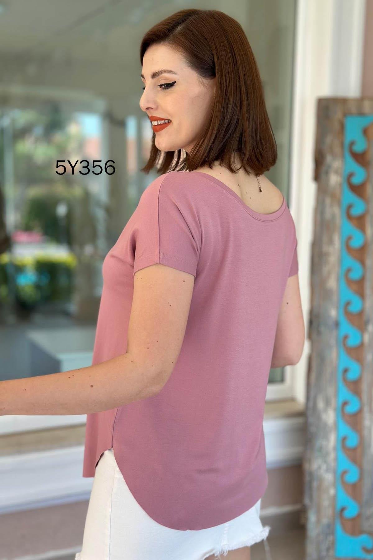 Göbek Gizleyen İpeksi Viskon Tshirt