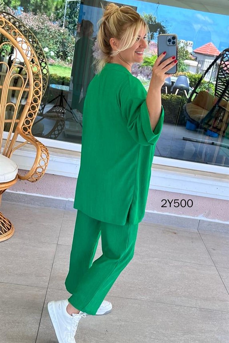 Gofre Kumaş 2 li Kimono Takım