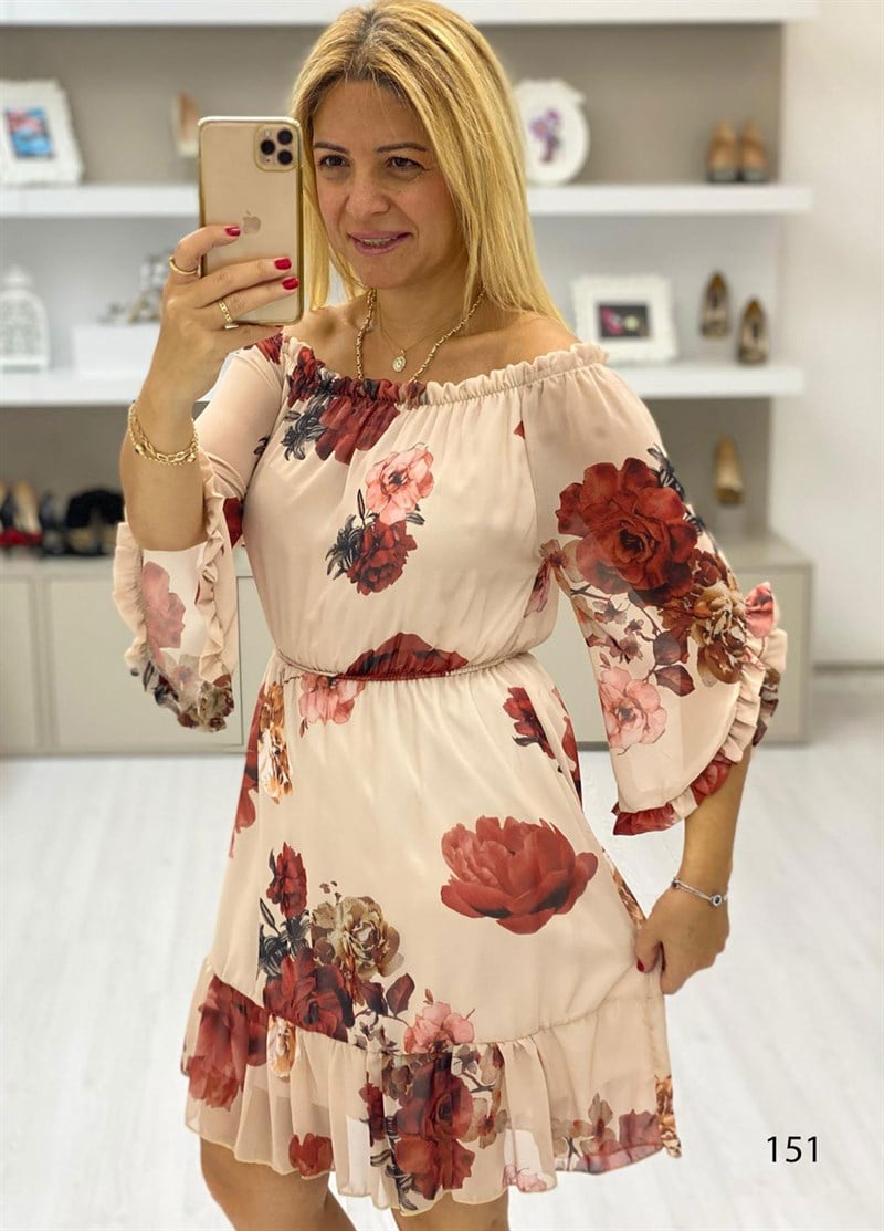 Gül Desenli Elbise