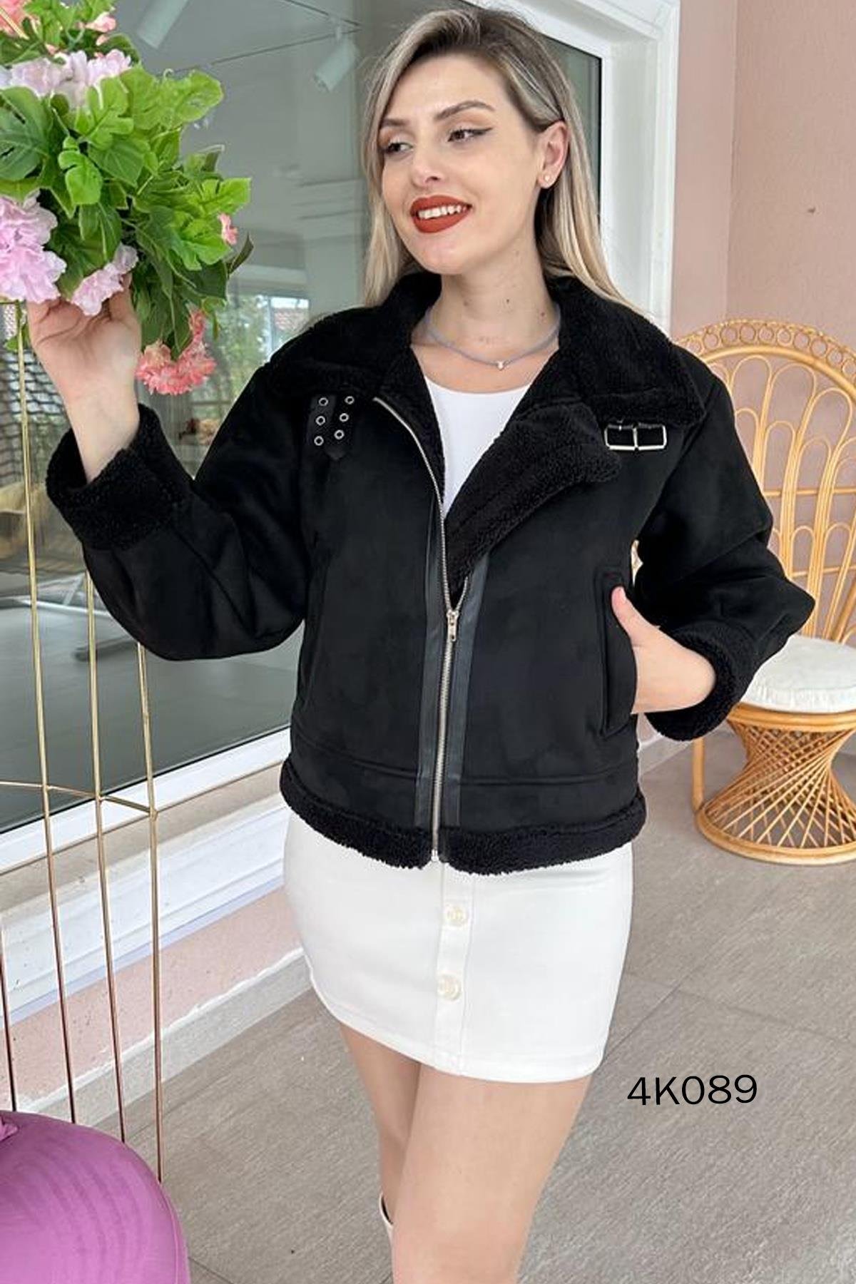 İçi Kürklü Kruvaze Ceket