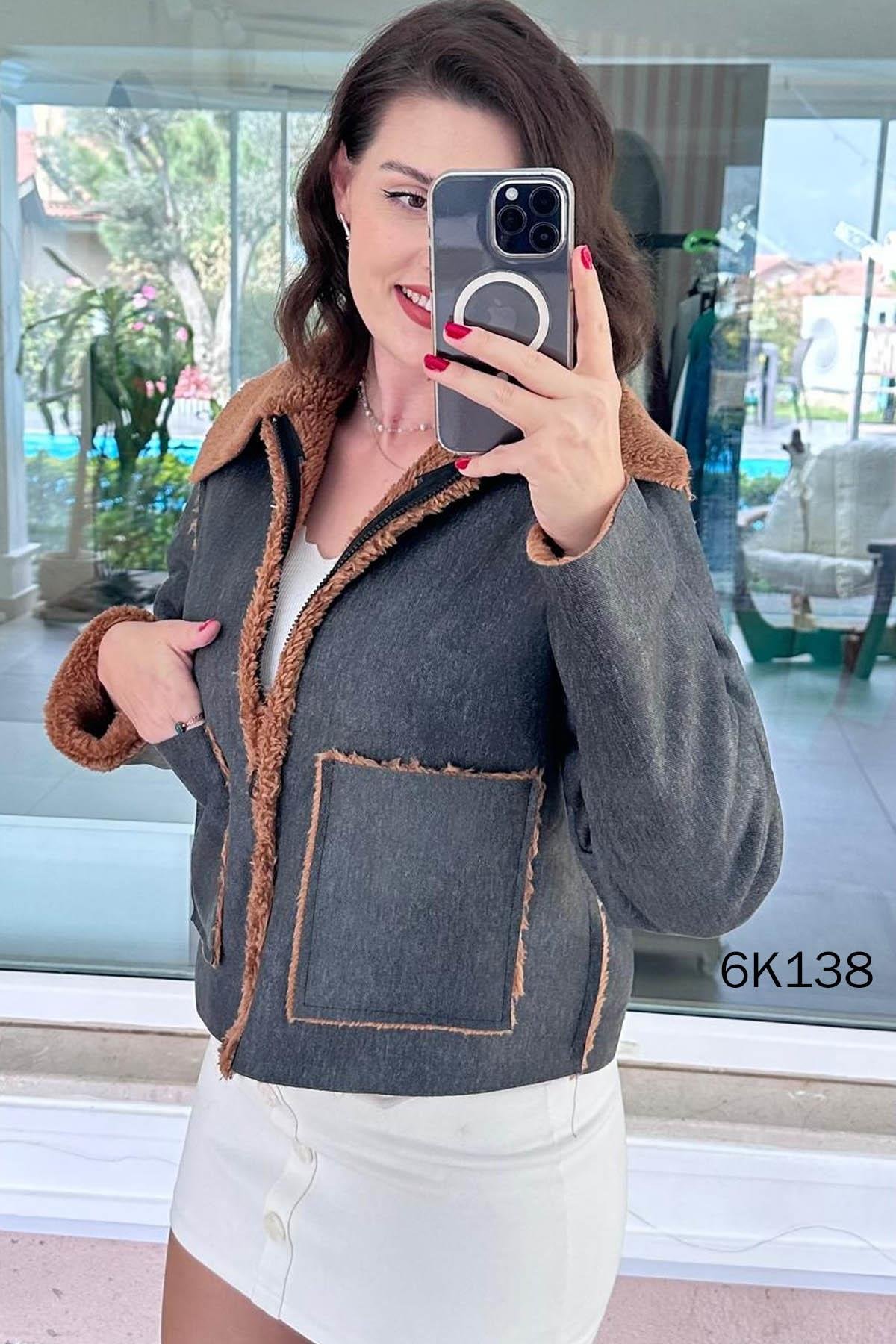 İçi Peluşlu Kot Ceket