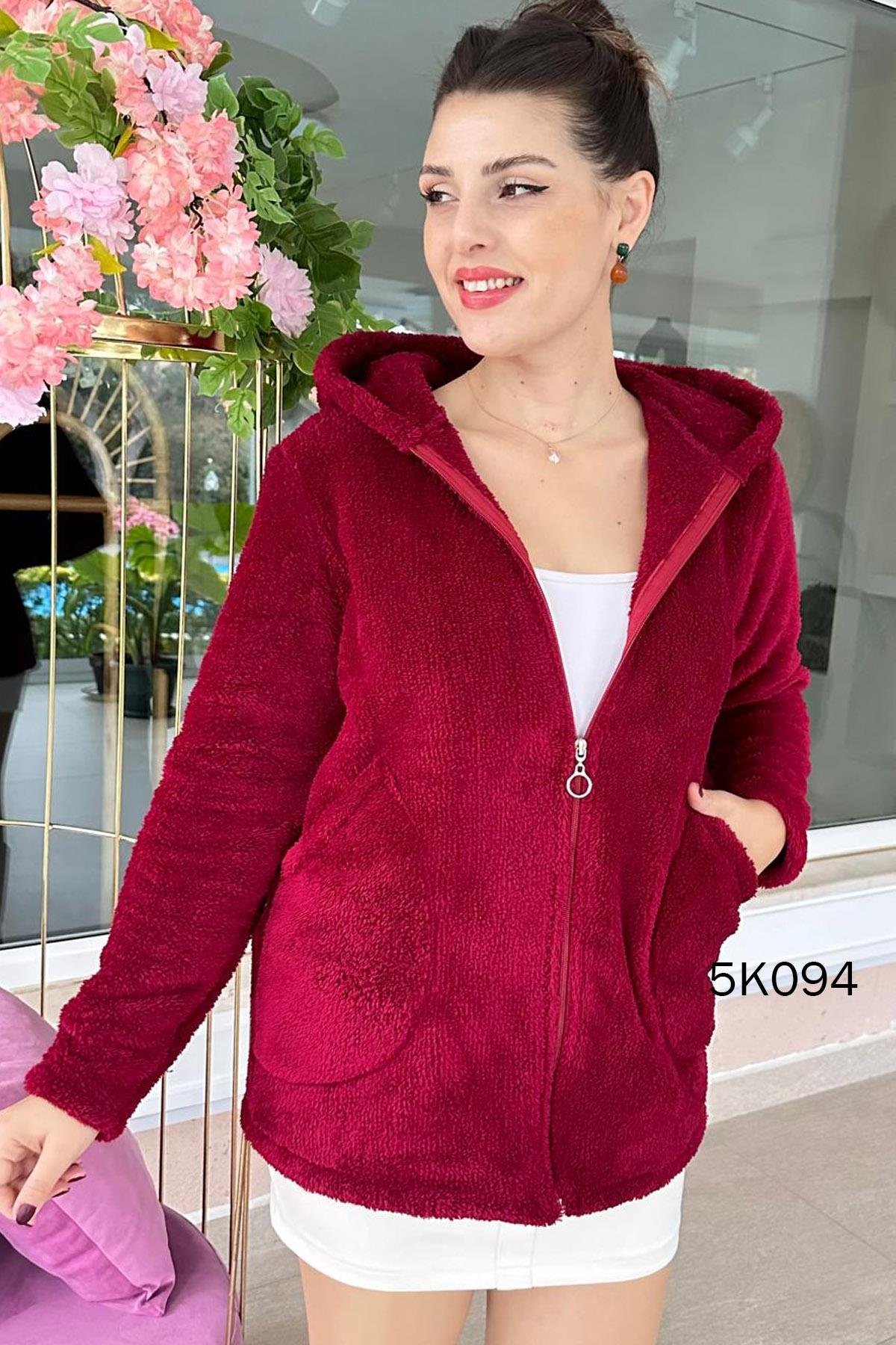 Kapşonlu Peluş Hırka