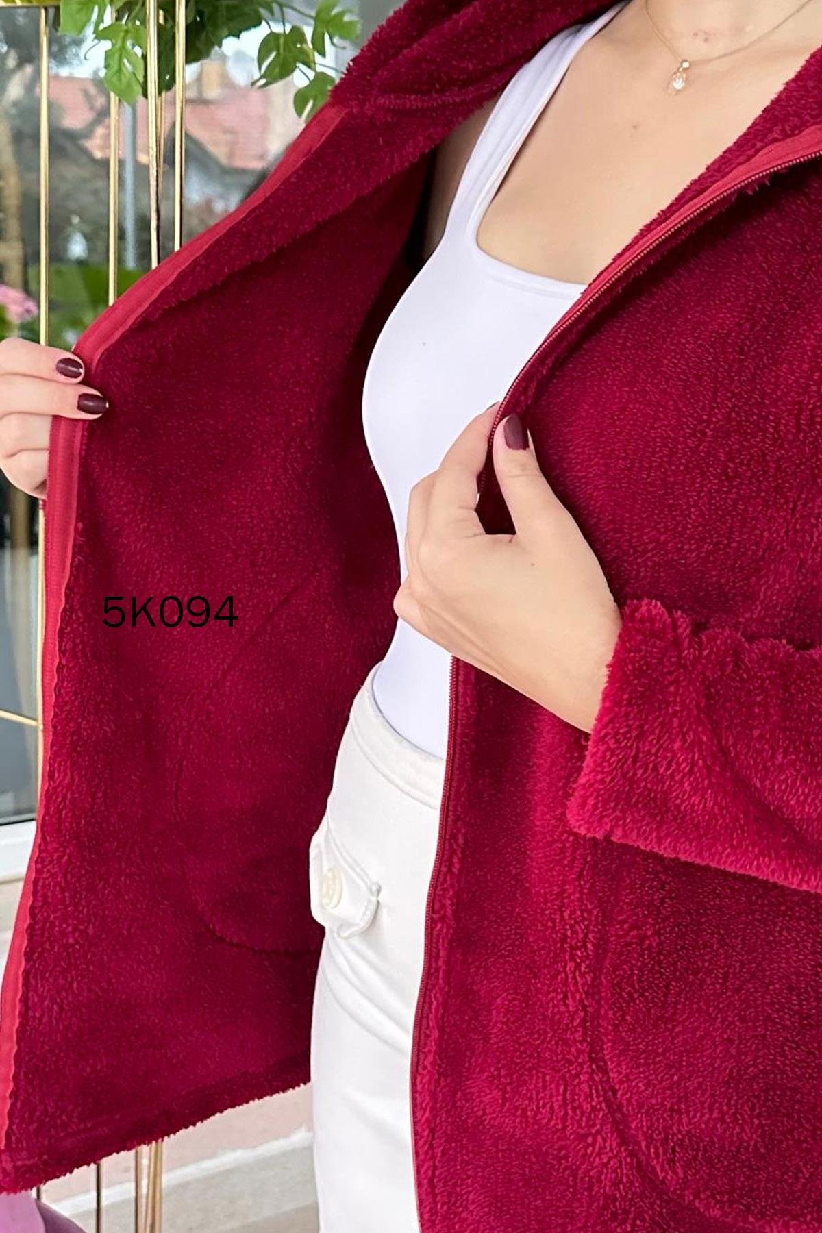 Kapşonlu Peluş Hırka