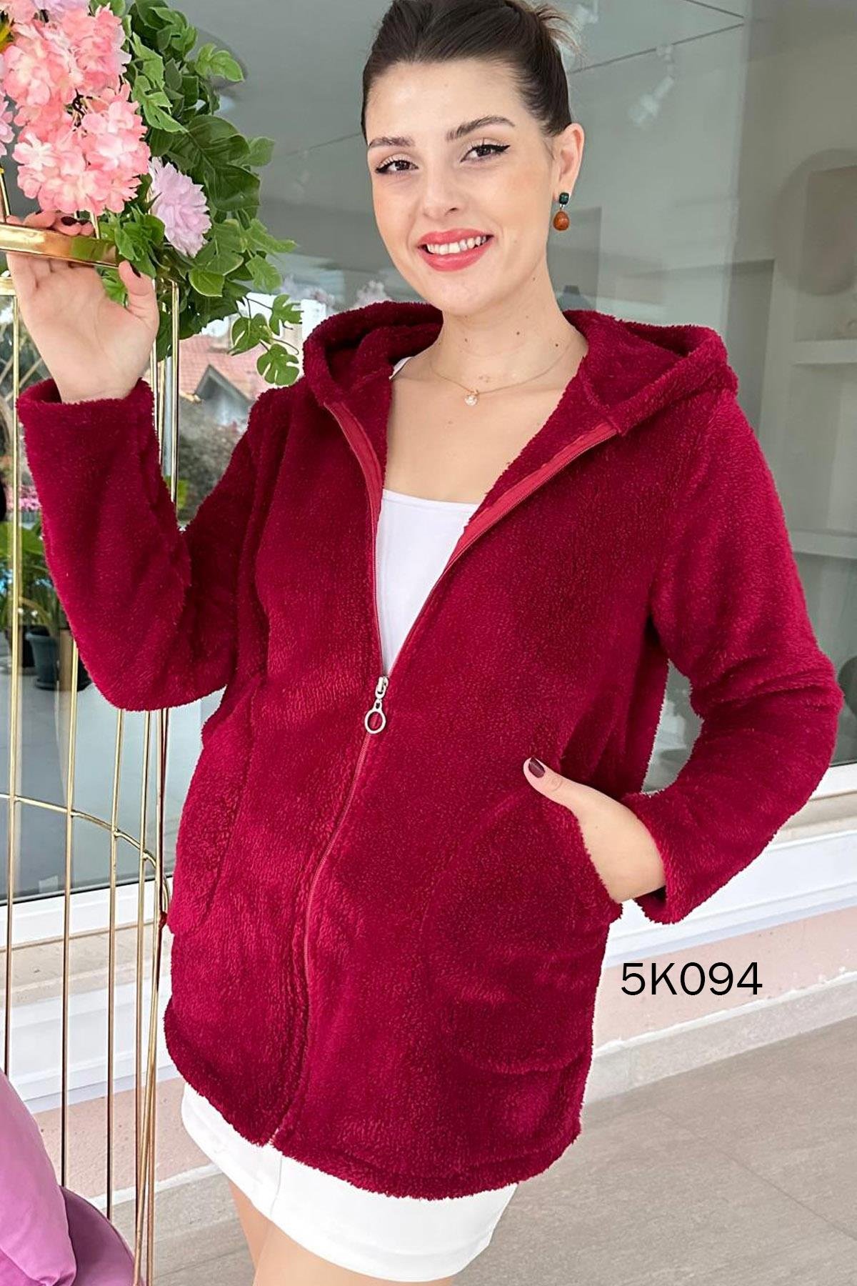 Kapşonlu Peluş Hırka